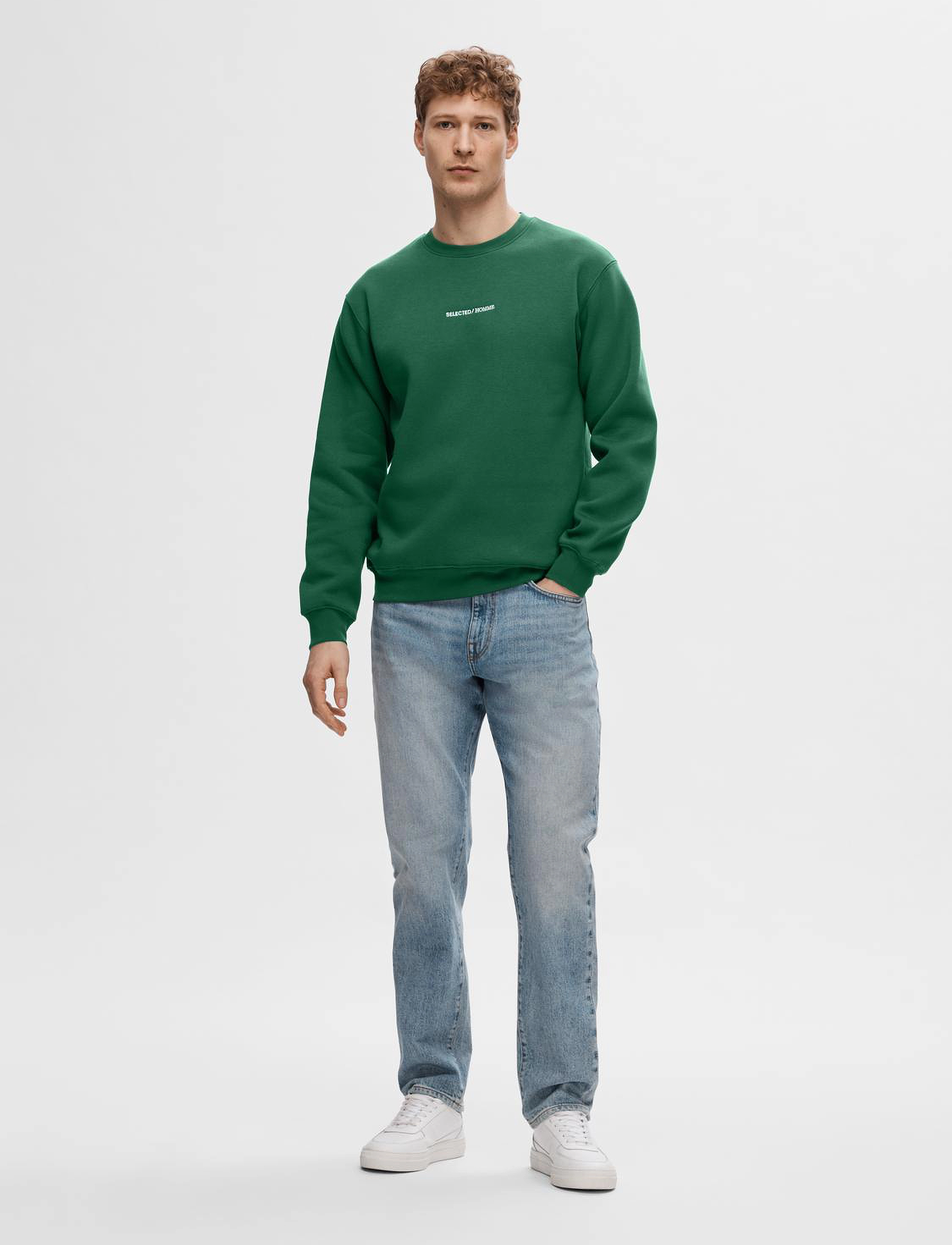 Selected - SLHHANKIE LOGO CREW NECK SWEAT NOOS - rain forest - 5