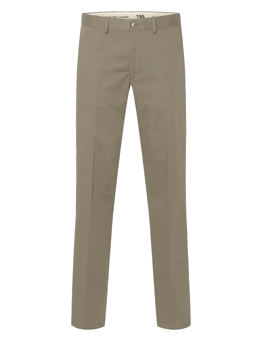 Selected - SLHSTRAIGHT-WILLIAM TWIL 196 PANT W NOOS - chinos - greige - 0