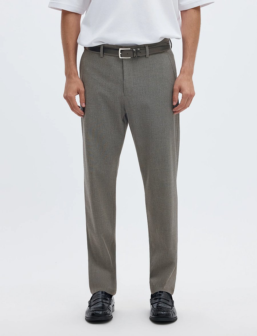 Selected - SLM175-SLIM ROBERT FLEX PANTS NOOS - kostymbyxor - grey melange - 0