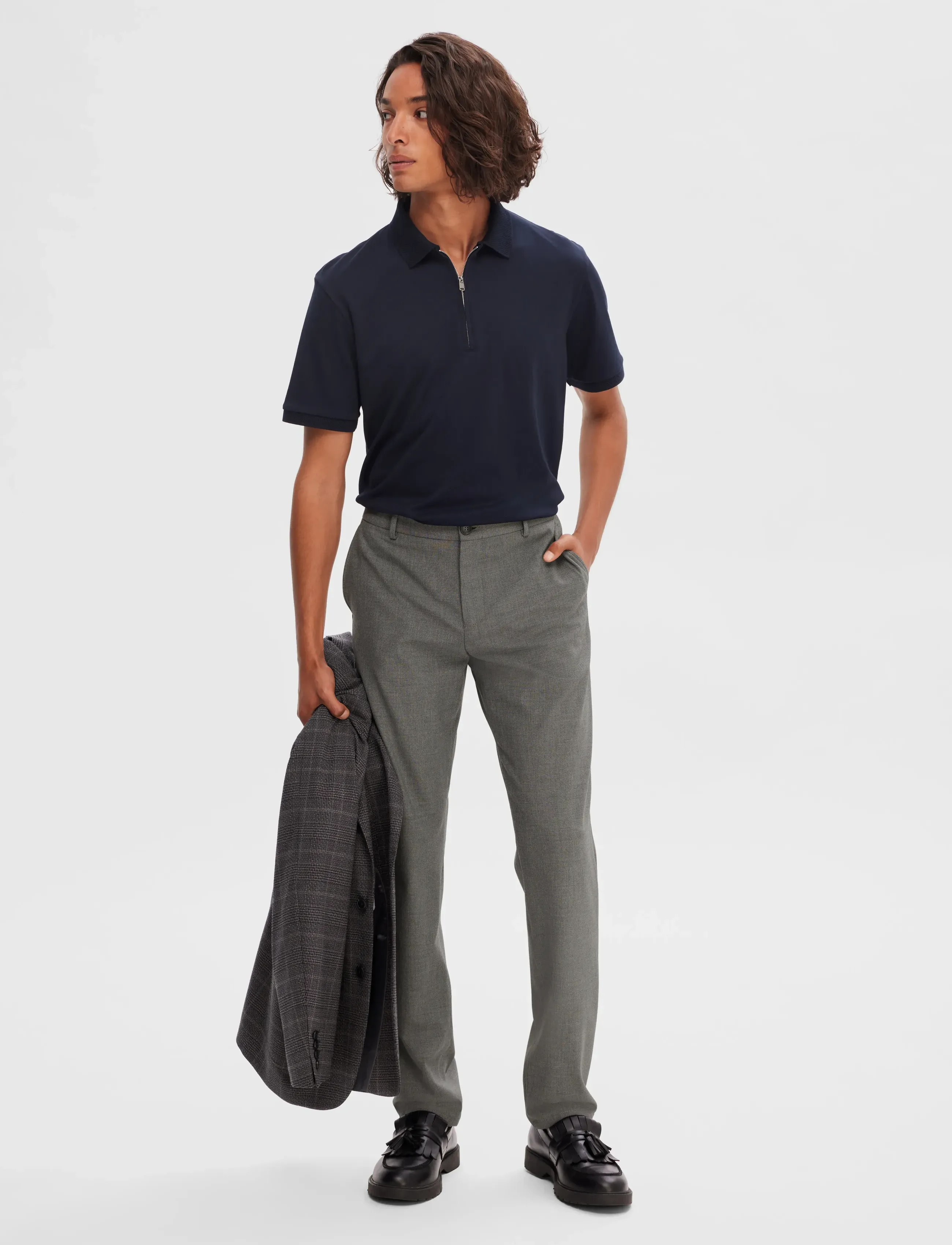 Selected - SLM175-SLIM ROBERT FLEX PANTS NOOS - Ülikonnapüksid - grey melange - 3