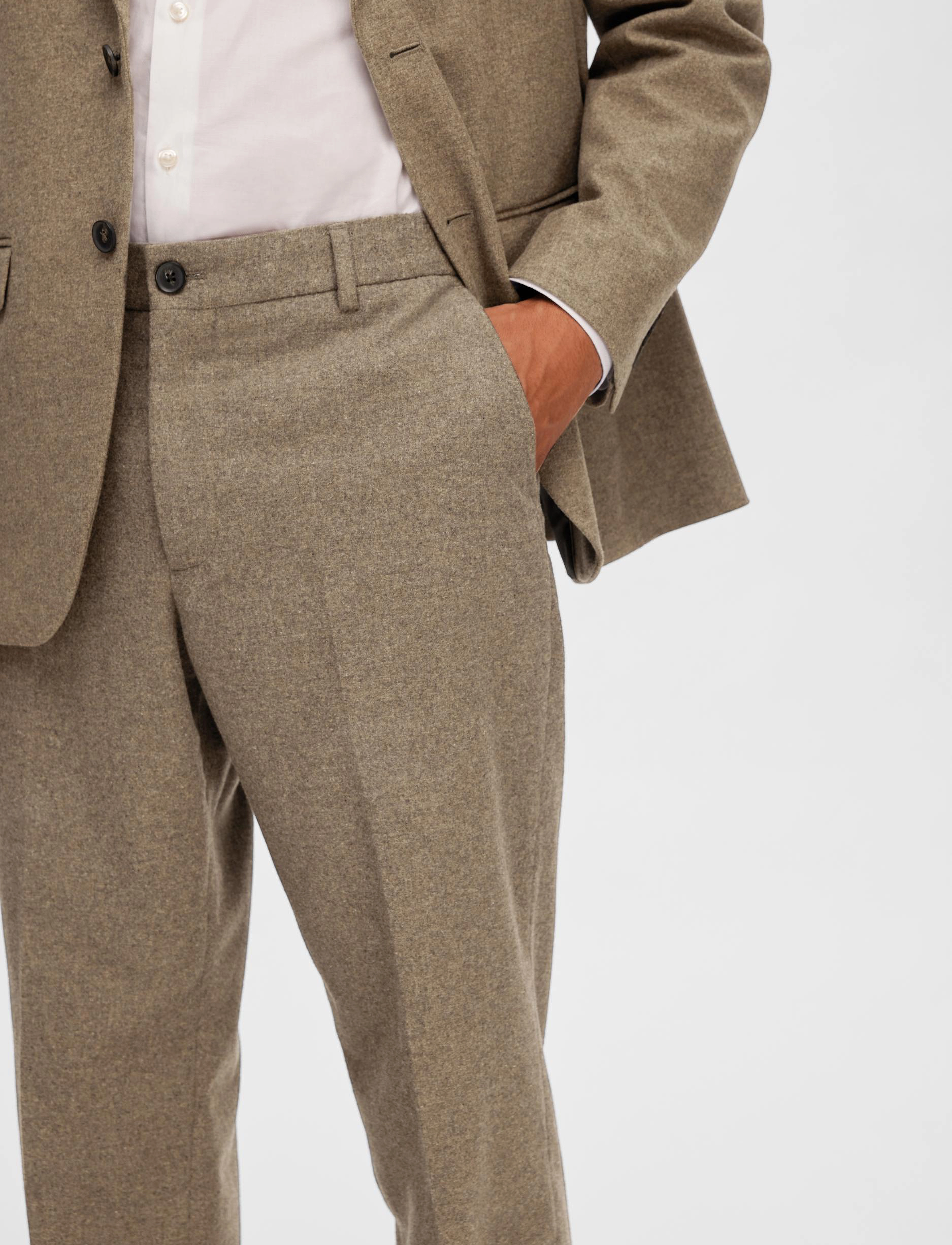 Selected Homme - SLHSLIM-MARK WOOL TRS B NOOS - light brown melange - 3