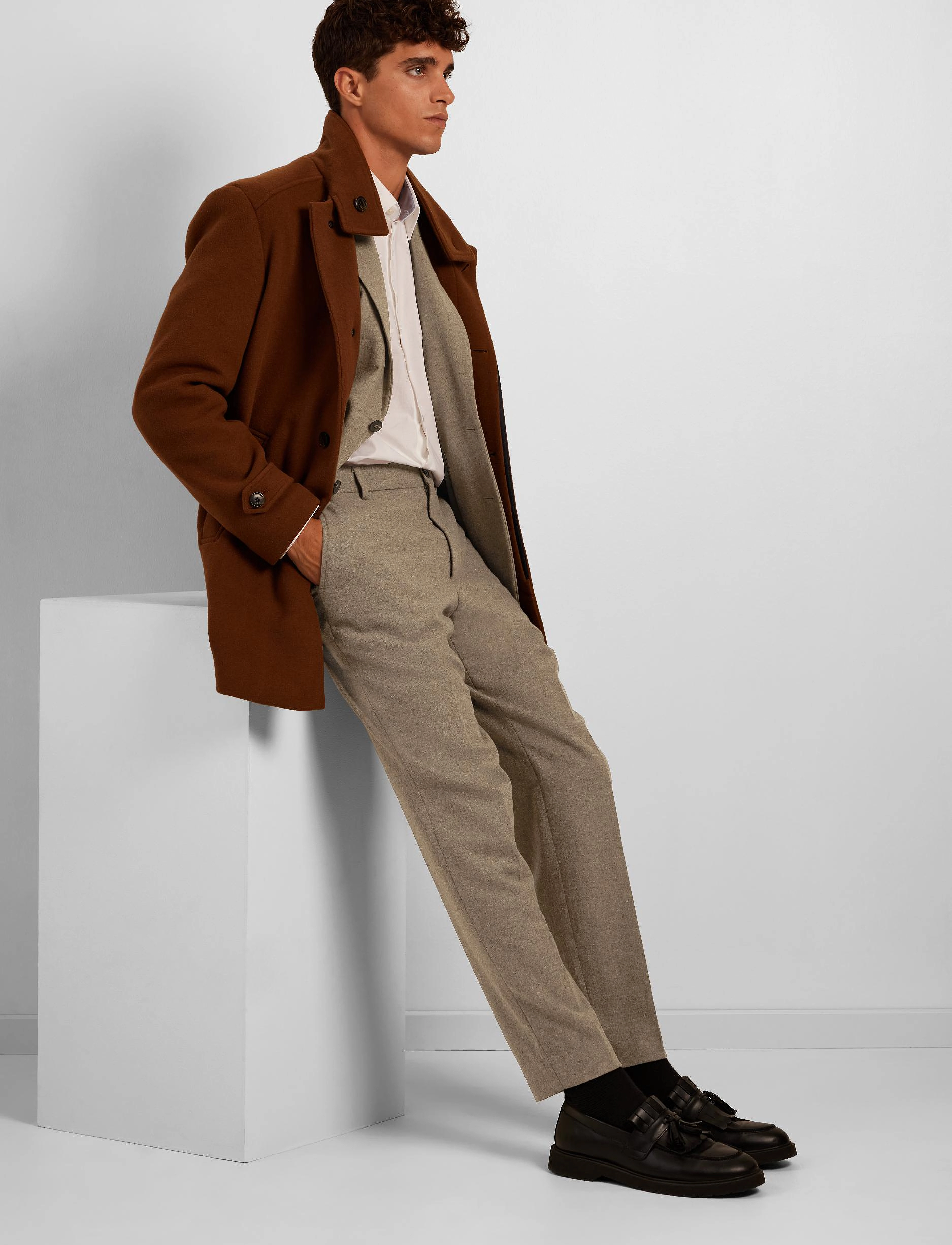 Selected Homme - SLHSLIM-MARK WOOL TRS B NOOS - light brown melange - 5