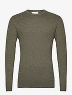 SLHBERG CABLE CREW NECK NOOS - IVY GREEN