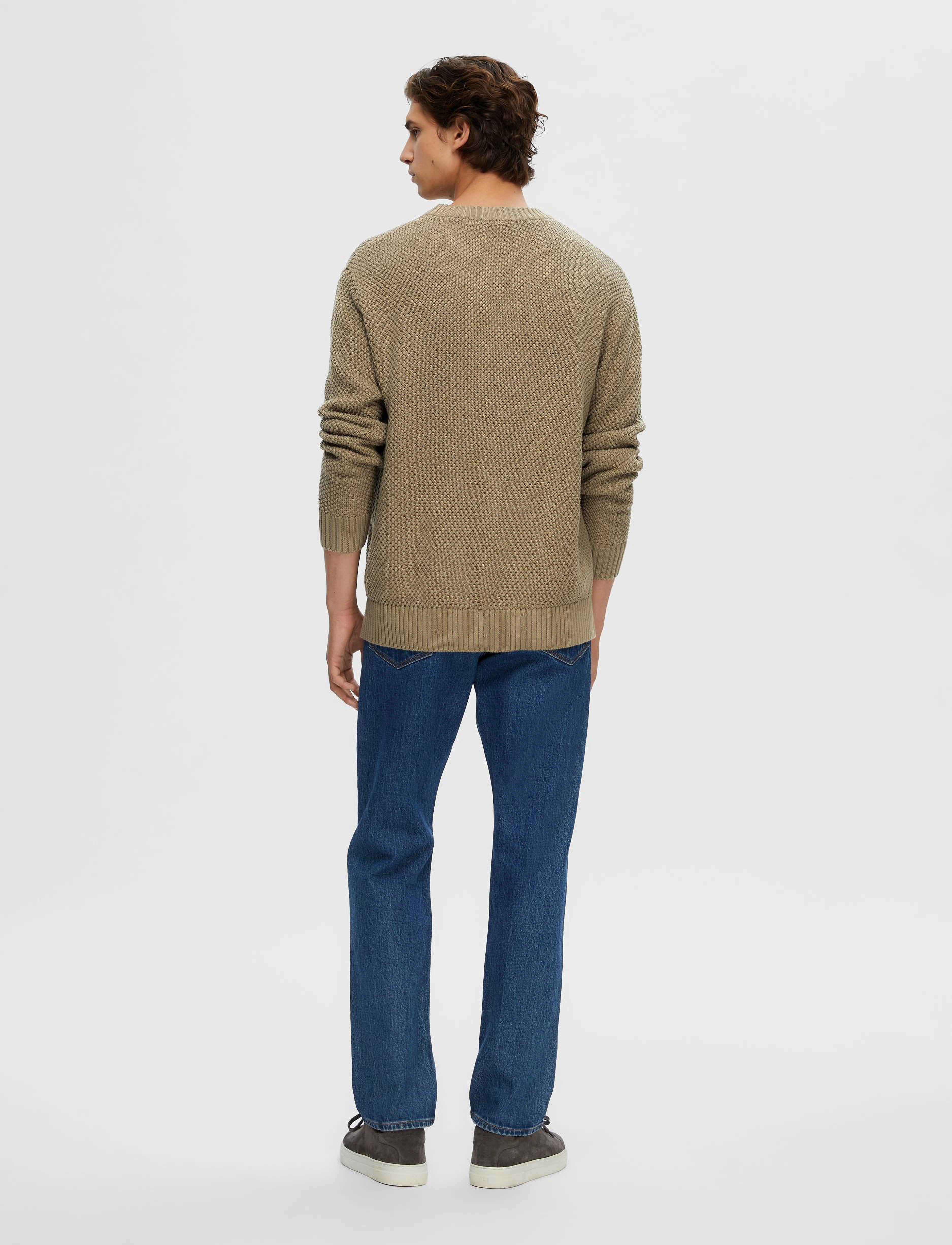 Selected Homme - SLHBERT RELAXED LS KNIT STU CREW NECK W - mermaid - 3
