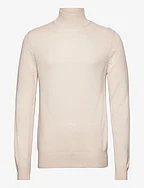 SLHNEWCOBAN LS KNIT HIGH NECK W - OATMEAL