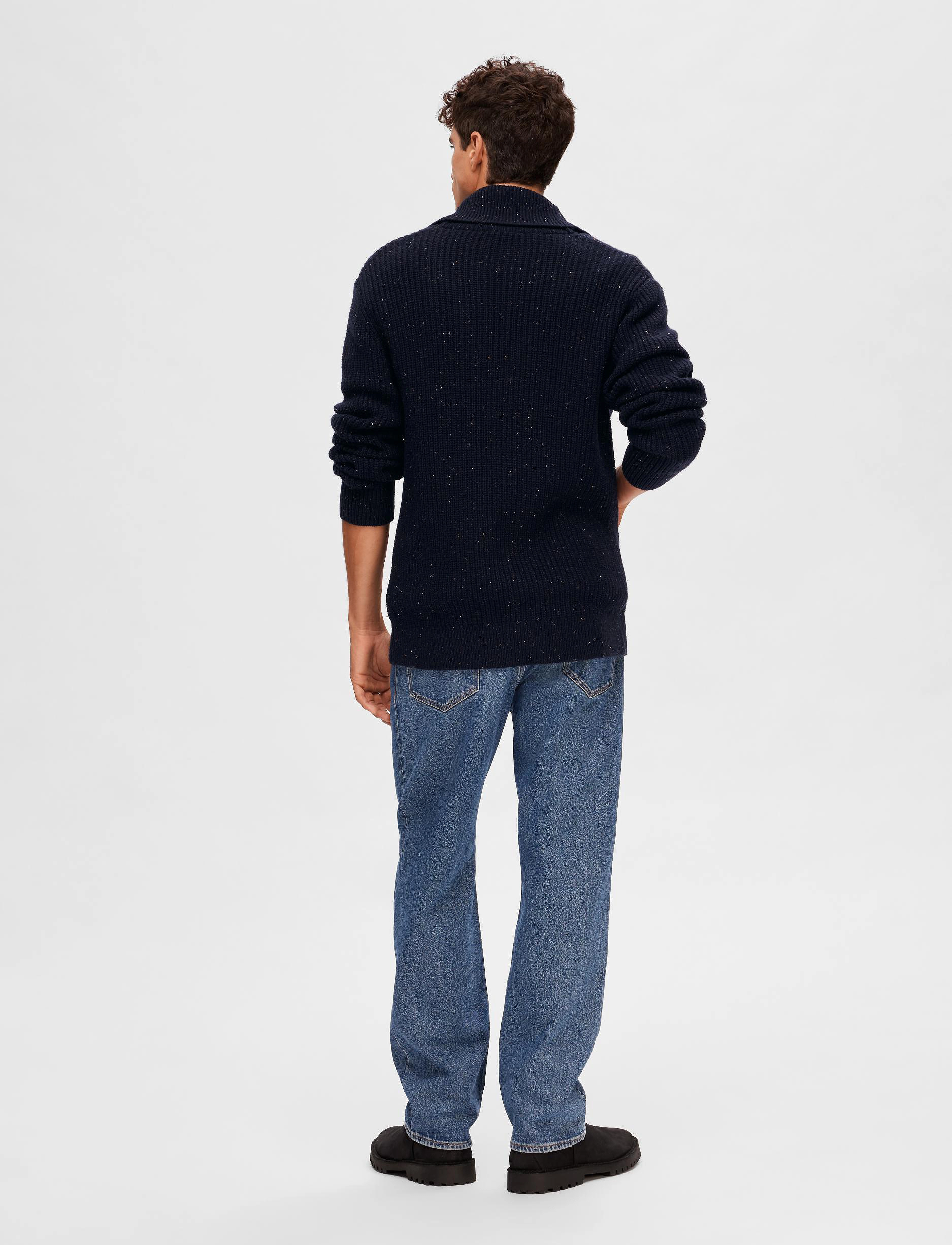 Selected Homme - SLHLAND LS KNIT SHAWL NECK - sky captain - 3