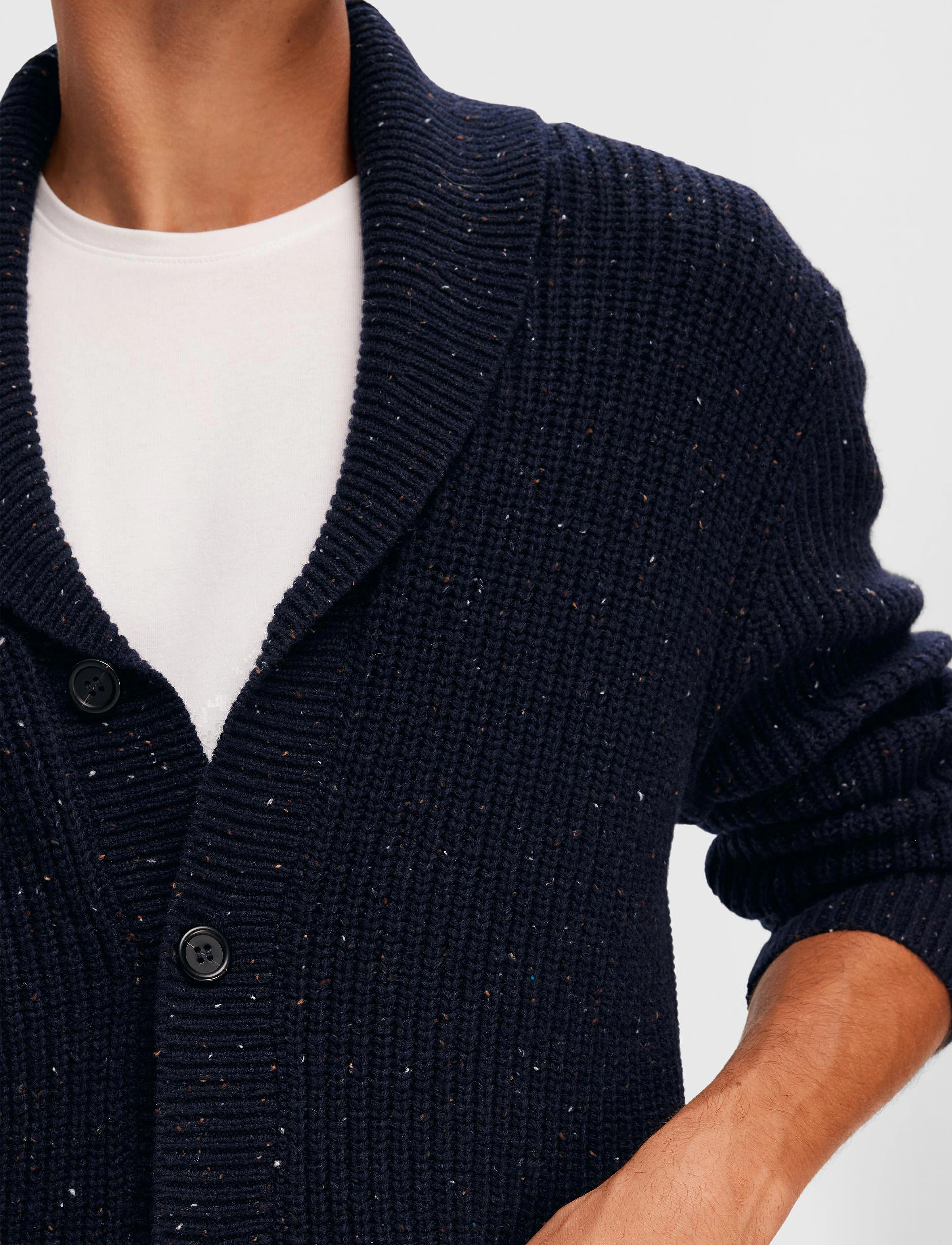 Selected Homme - SLHLAND LS KNIT SHAWL NECK - sky captain - 4