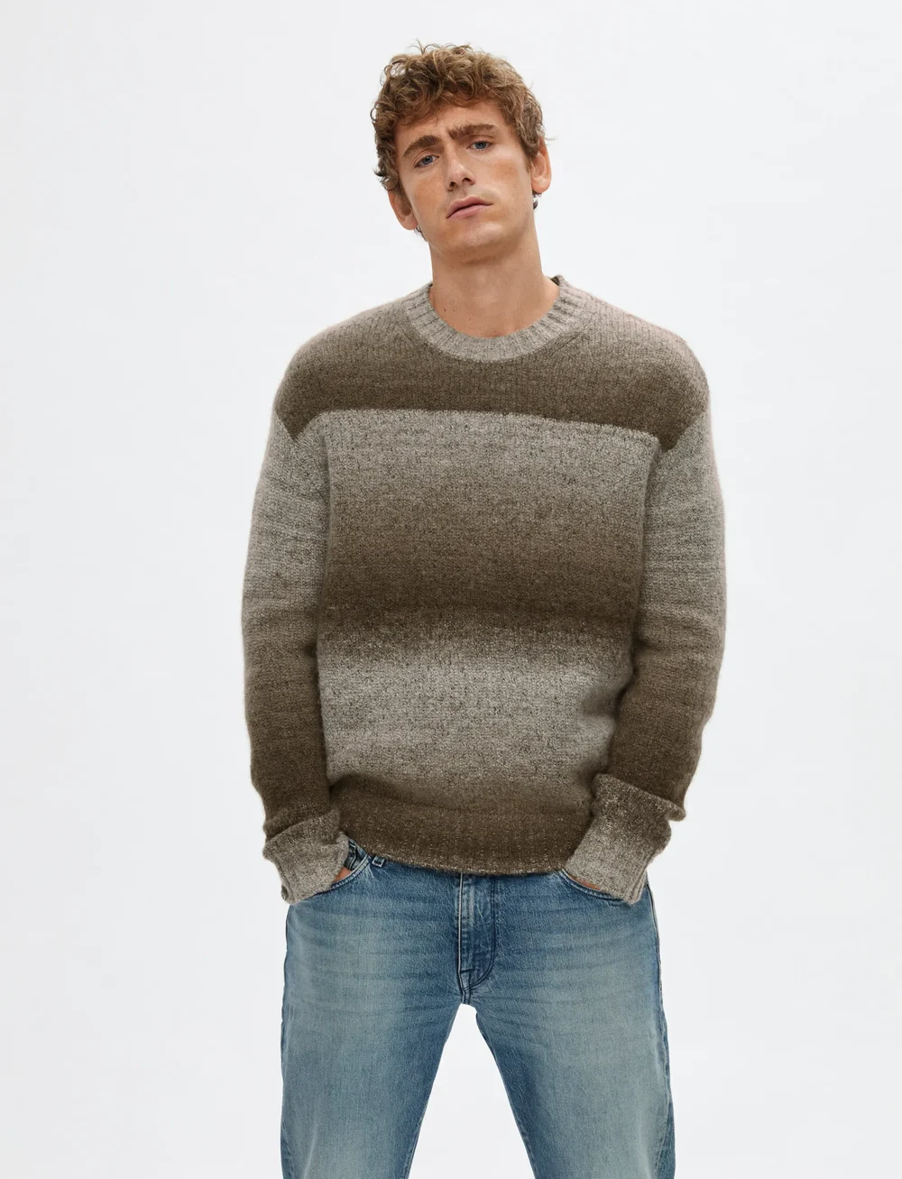Selected - SLHGAARD RELAXED LS KNIT CREW NECK - round necks - chinchilla - 0
