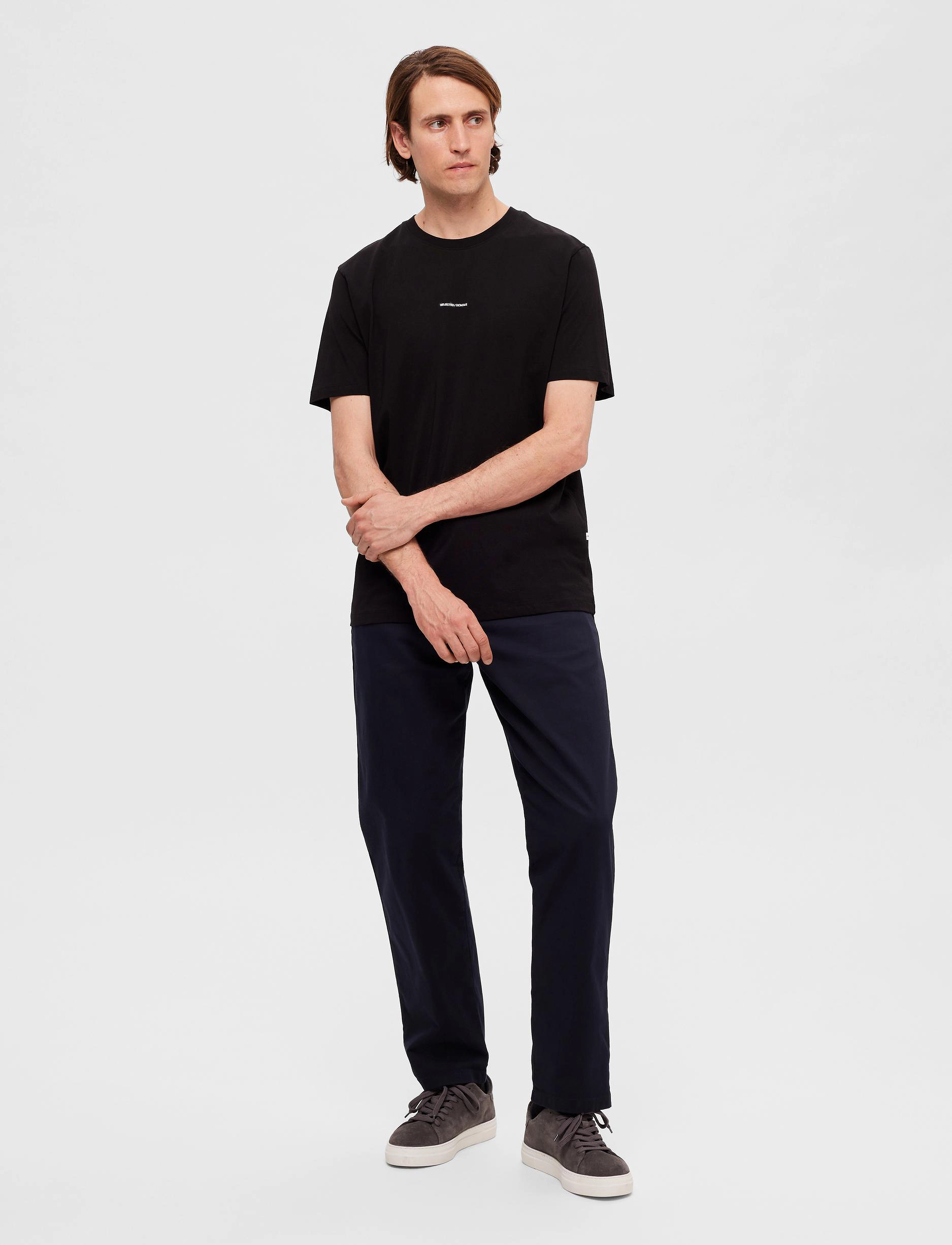 Selected - SLHASPEN PRINT SS O-NECK TEE NOOS - black - 5