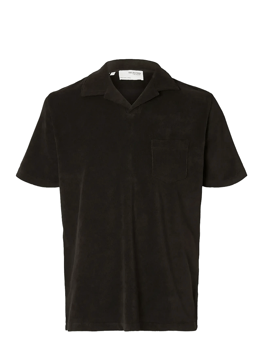 Selected - SLHRELAX-TERRY SS RESORT POLO EX - kurzärmelig - black - 0