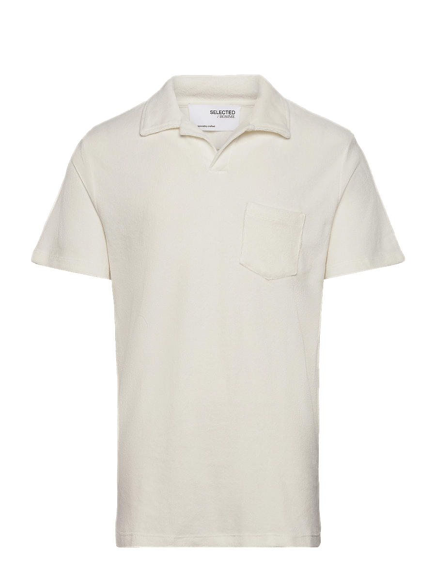 Selected - SLHRELAX-TERRY SS RESORT POLO EX - kurzärmelig - egret - 0