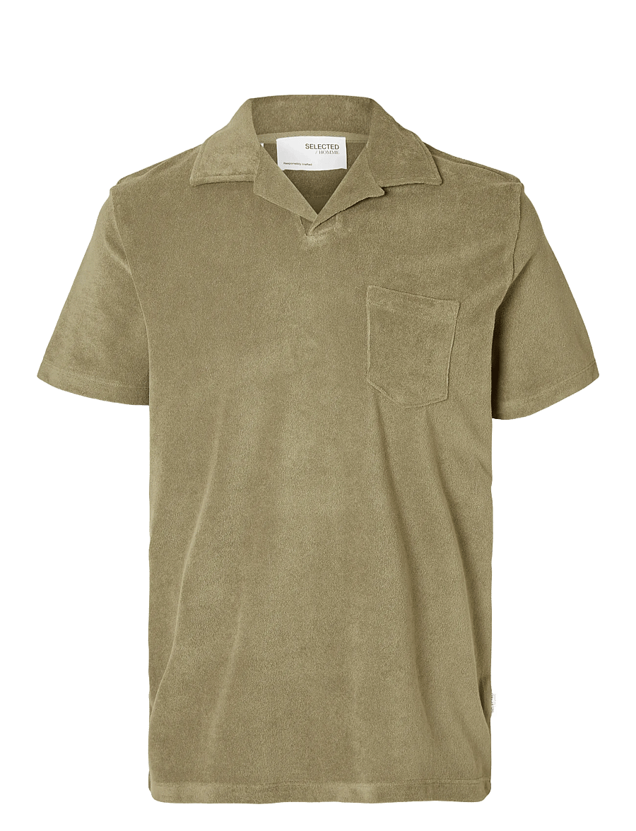 Selected - SLHRELAX-TERRY SS RESORT POLO EX - kurzärmelig - vetiver - 1