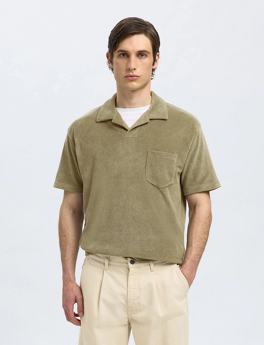 Selected - SLHRELAX-TERRY SS RESORT POLO EX - kurzärmelig - vetiver - 0