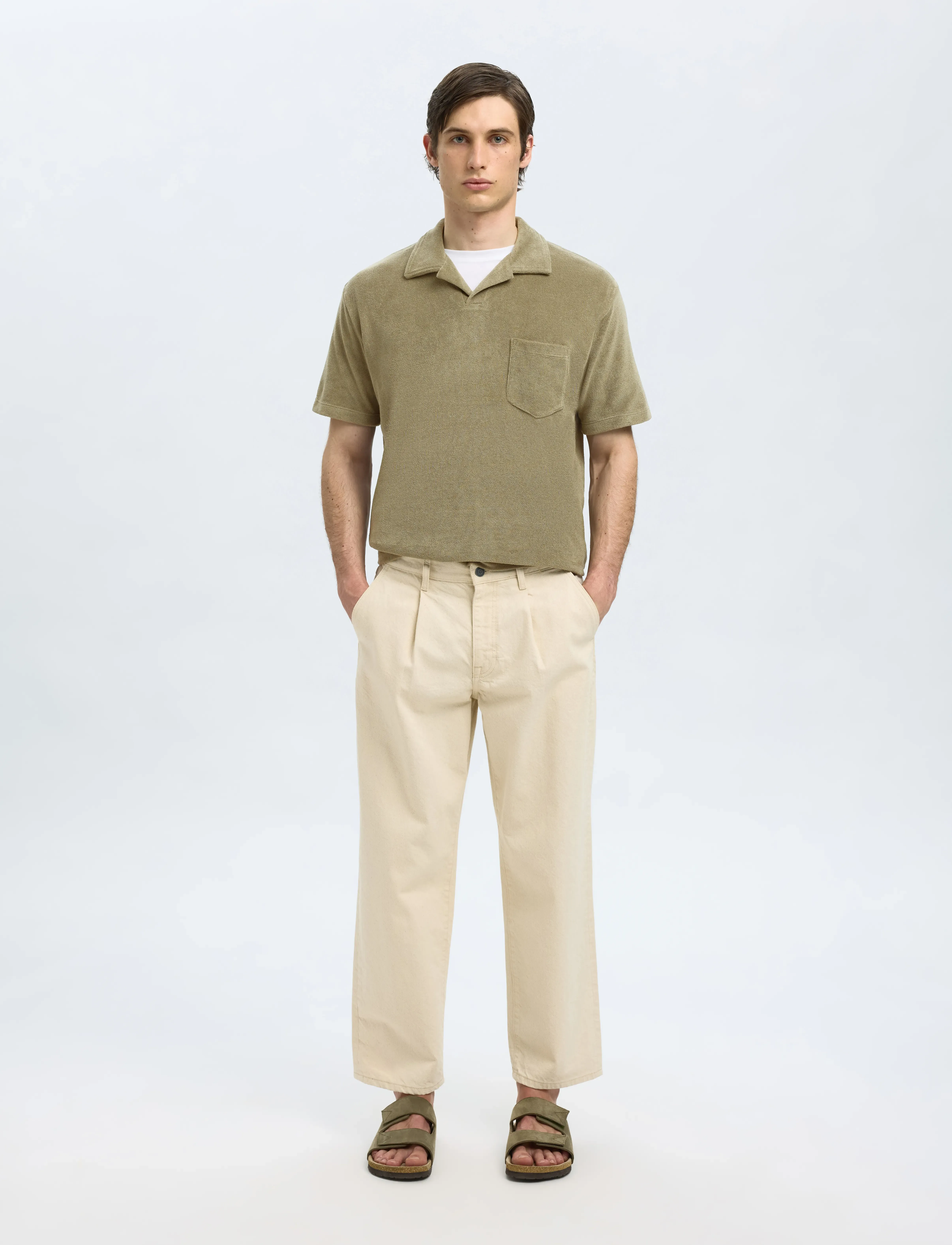 Selected - SLHRELAX-TERRY SS RESORT POLO EX - kurzärmelig - vetiver - 3