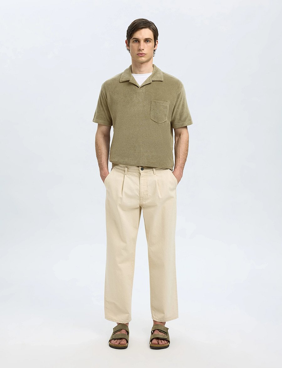 Selected - SLHRELAX-TERRY SS RESORT POLO EX - kurzärmelig - vetiver - 3