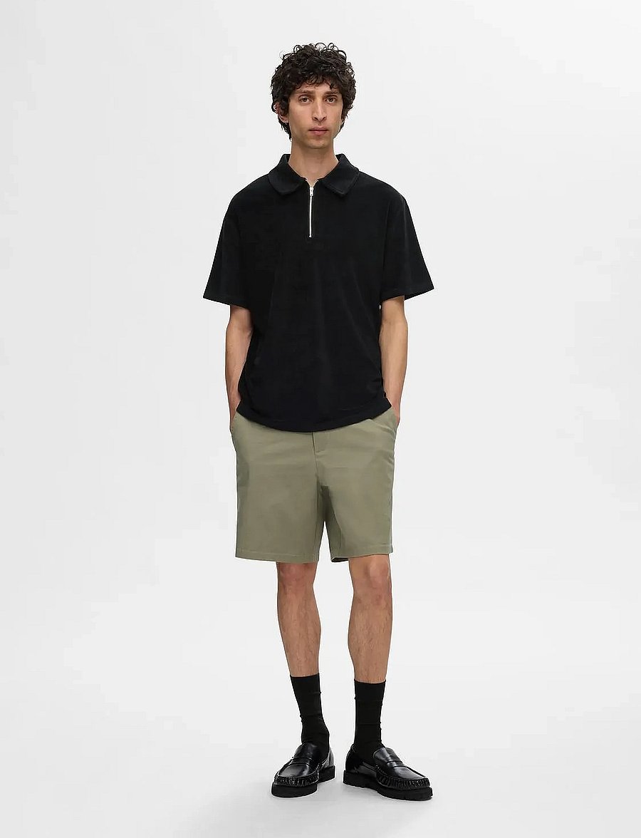 Selected - SLHRELAX-TERRY SS ZIP POLO EX - kurzärmelig - black - 3