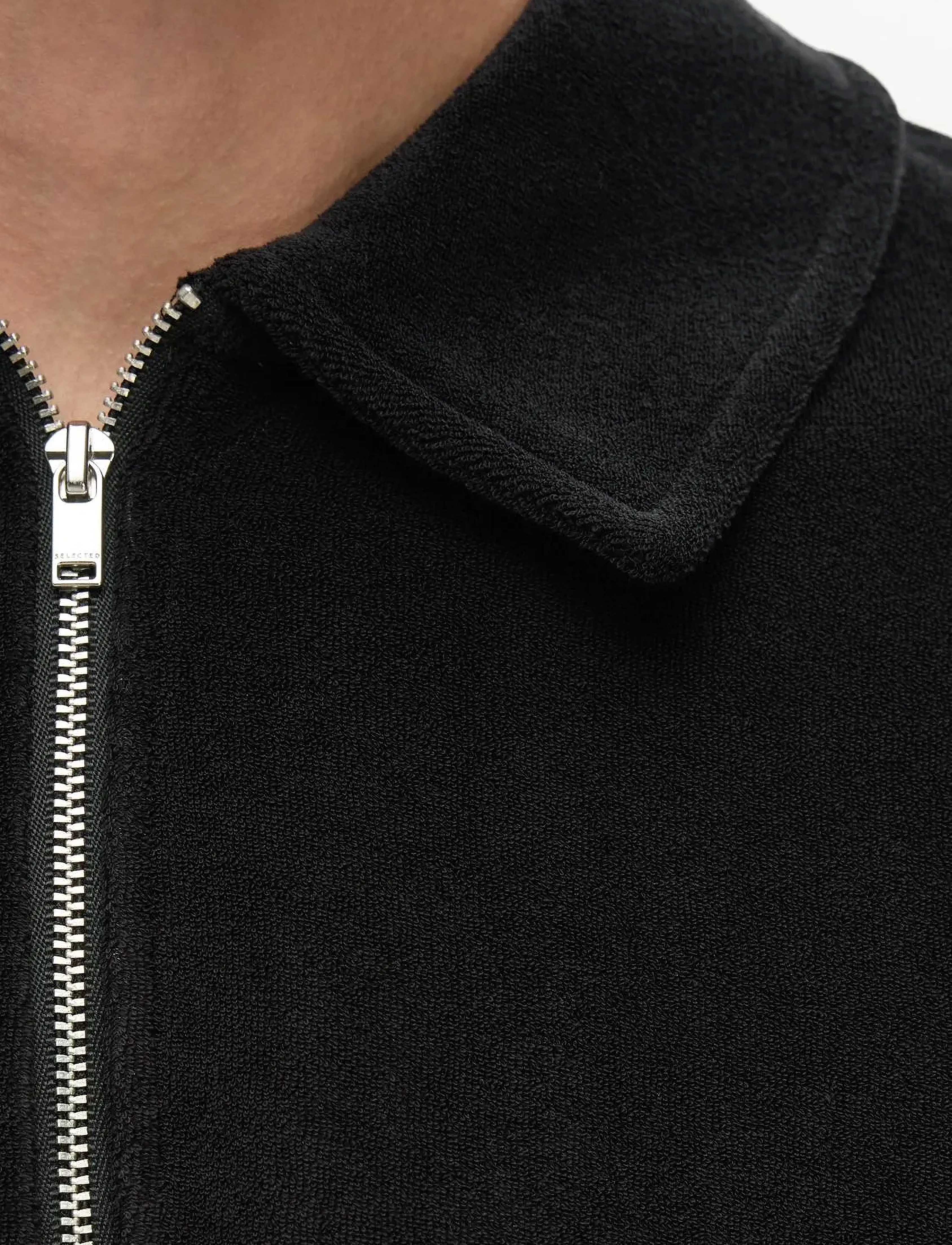 Selected - SLHRELAX-TERRY SS ZIP POLO EX - stutterma pólóbolir - black - 4
