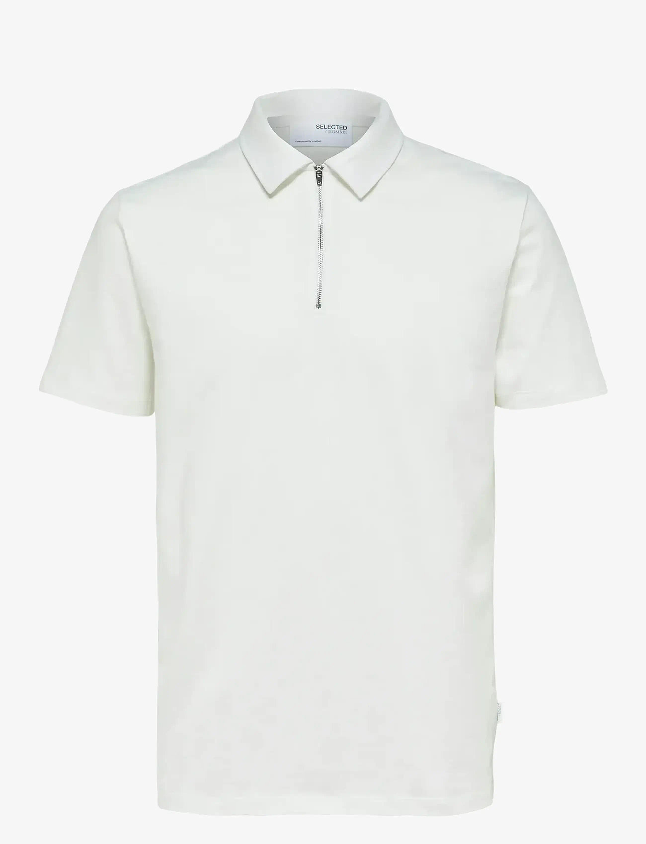 Selected - SLHRELAX-TERRY SS ZIP POLO EX - kortärmade pikéer - egret - 0