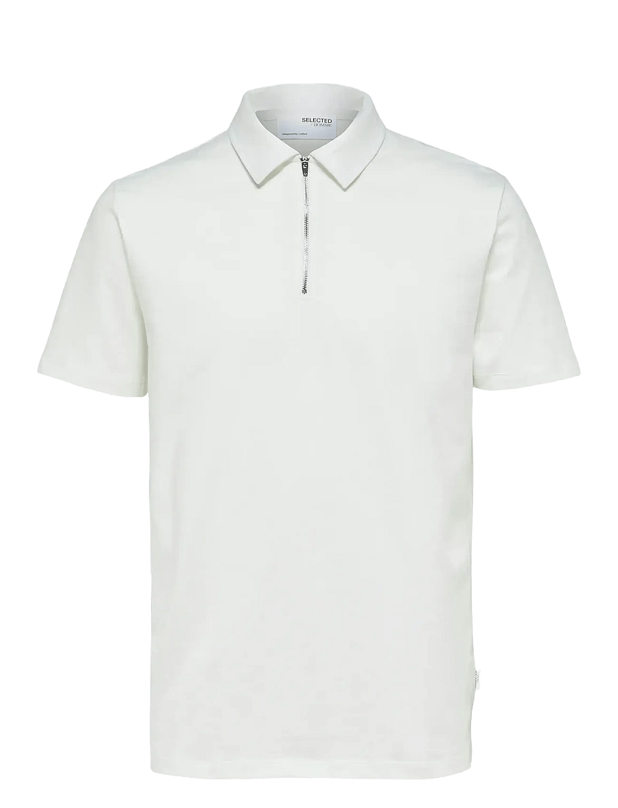 Selected - SLHRELAX-TERRY SS ZIP POLO EX - kurzärmelig - egret - 0