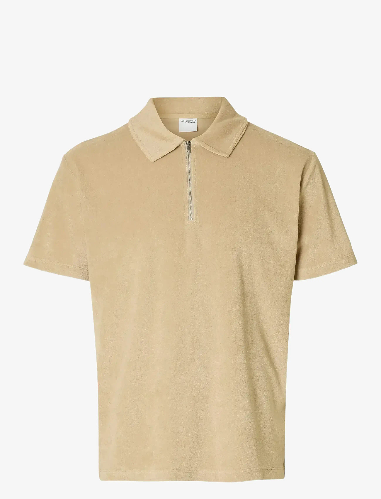 Selected - SLHRELAX-TERRY SS ZIP POLO EX - kortærmede poloer - pure cashmere - 1