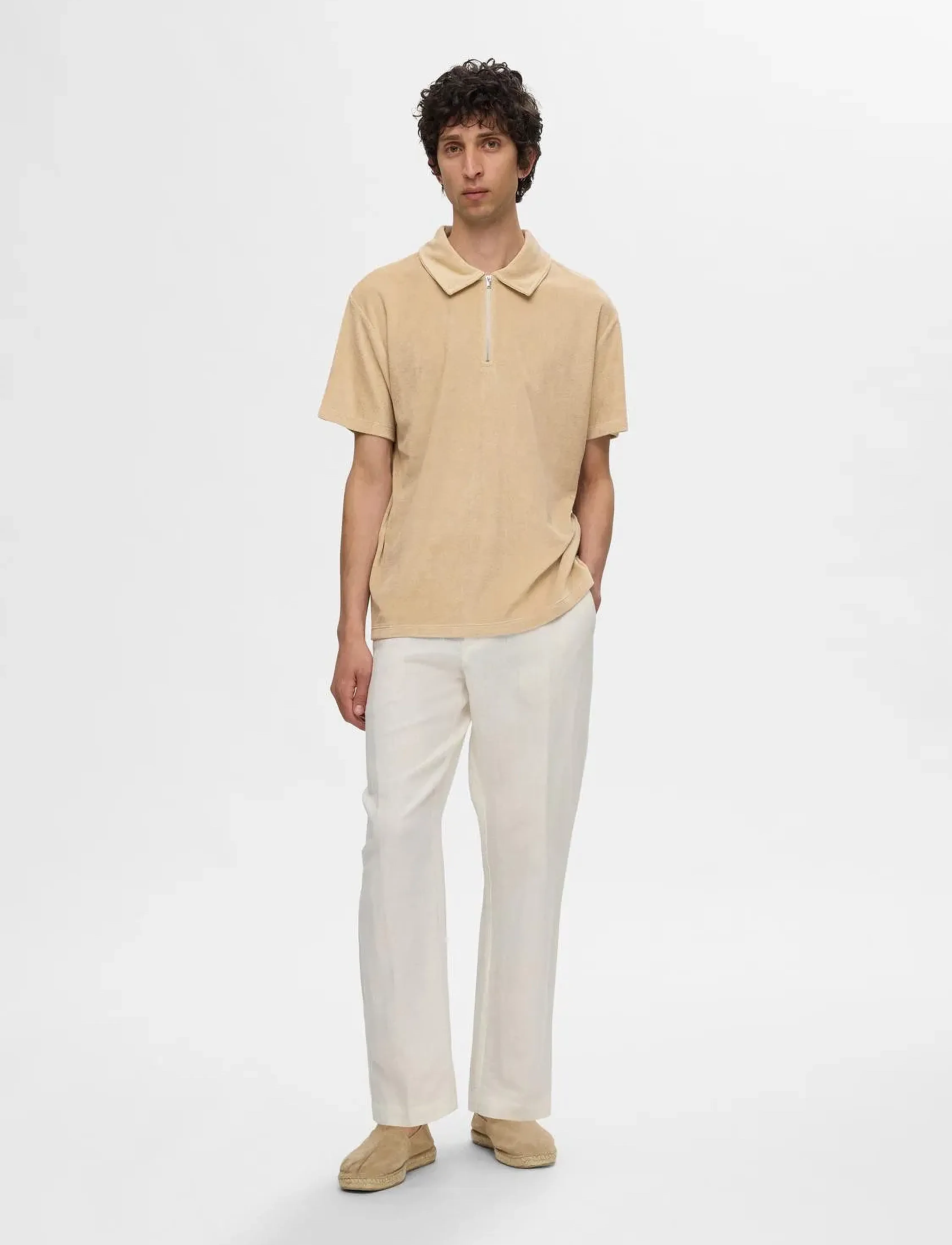 Selected - SLHRELAX-TERRY SS ZIP POLO EX - kurzärmelig - pure cashmere - 3