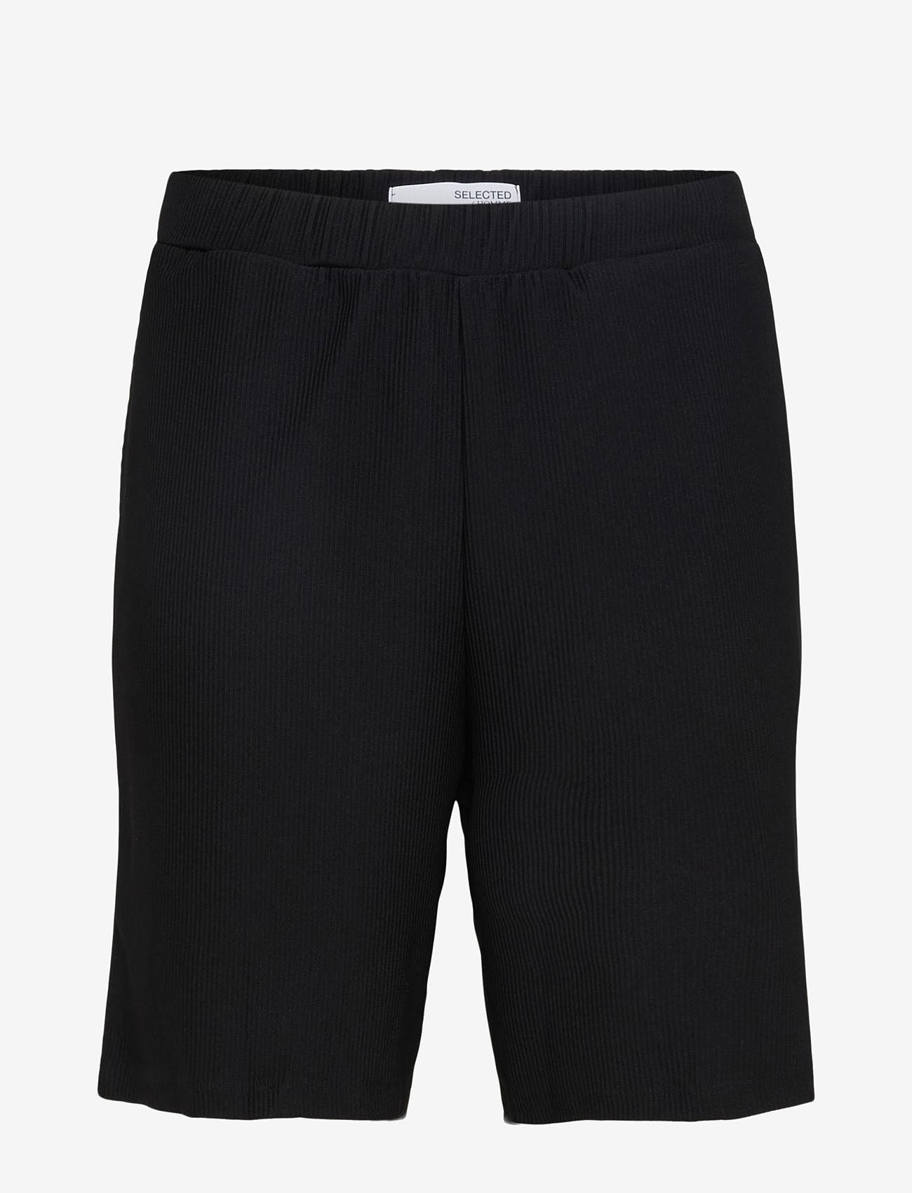 Selected - SLHLOOSE-PLISSE SHORTS EX - chinos shorts - black - 1