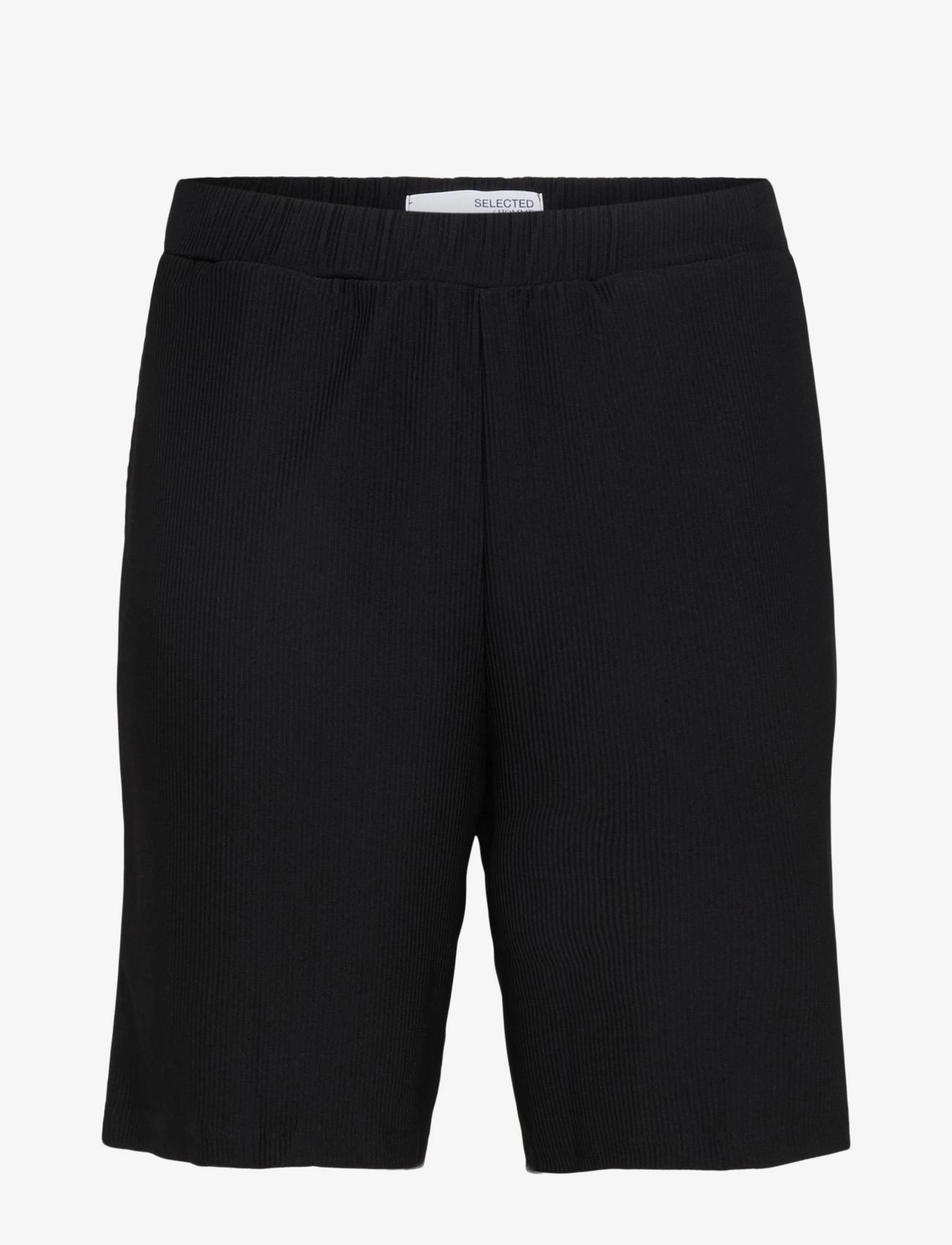 Selected SLHLOOSE-PLISSE SHORTS EX - Shorts - BLACK / black