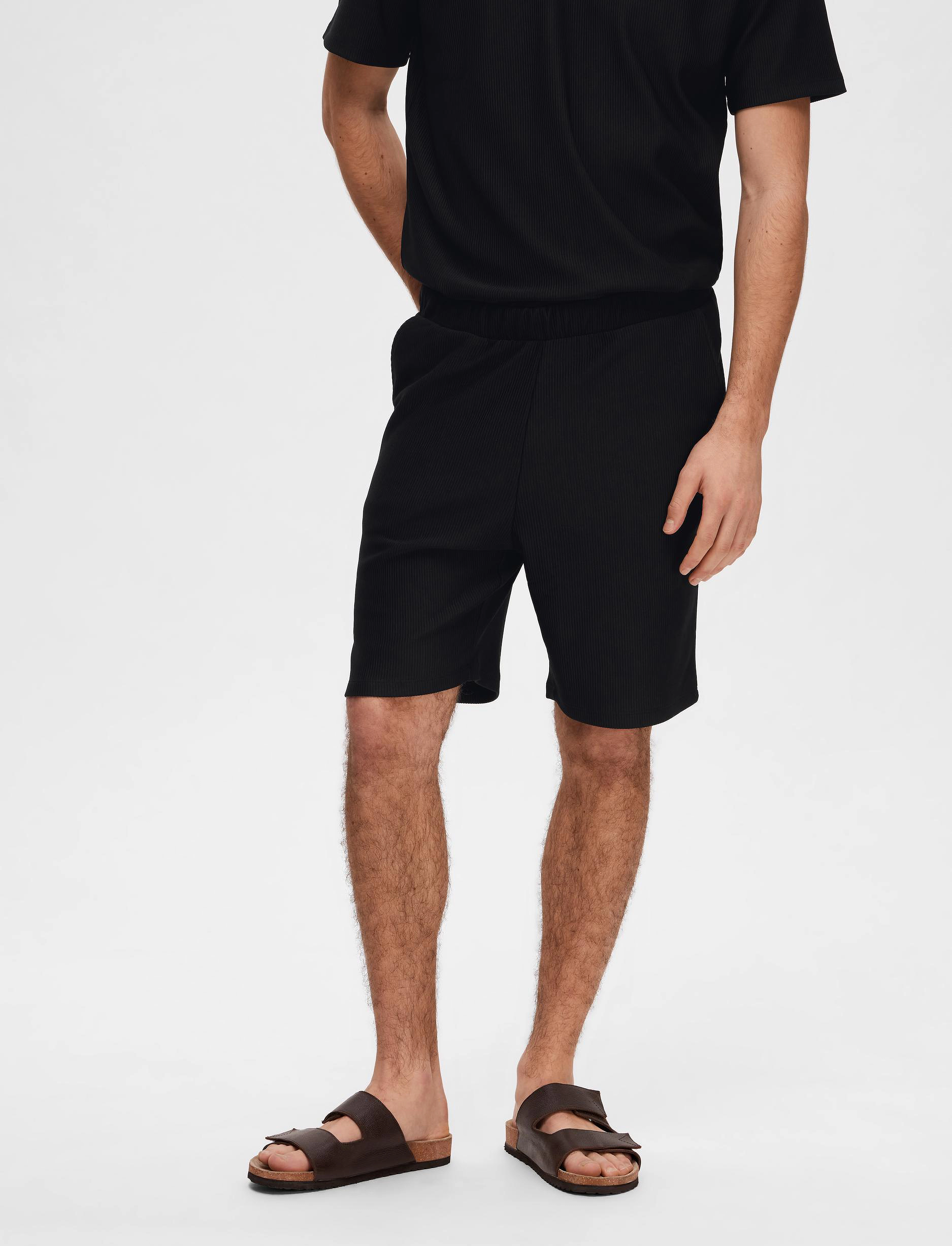 Selected Slhloose-Plisse Shorts Ex, S, Shorts, Schwarz - Chinos Männerswear