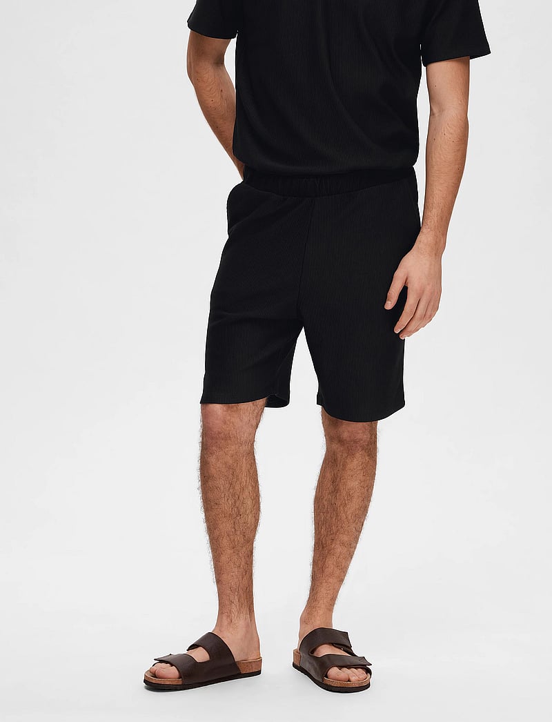 Selected - SLHLOOSE-PLISSE SHORTS EX - chinos shorts - black - 0