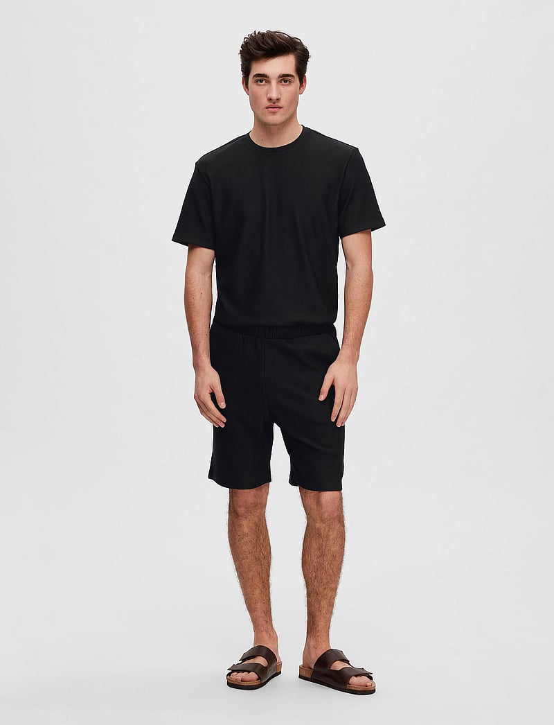 Selected - SLHLOOSE-PLISSE SHORTS EX - chinos shorts - black - 4