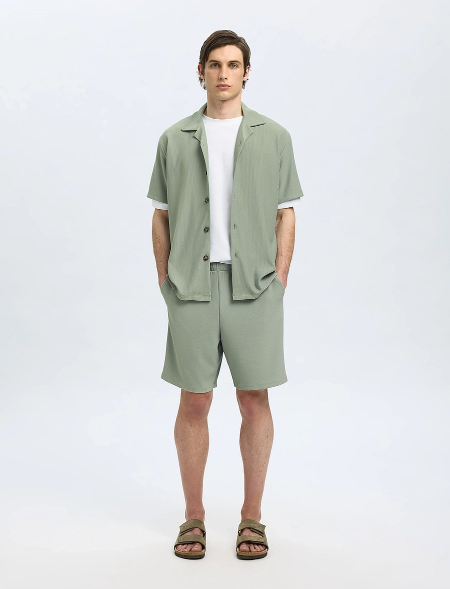 Selected - SLHLOOSE-PLISSE SHORTS EX - chinos shorts - iceberg green - 3