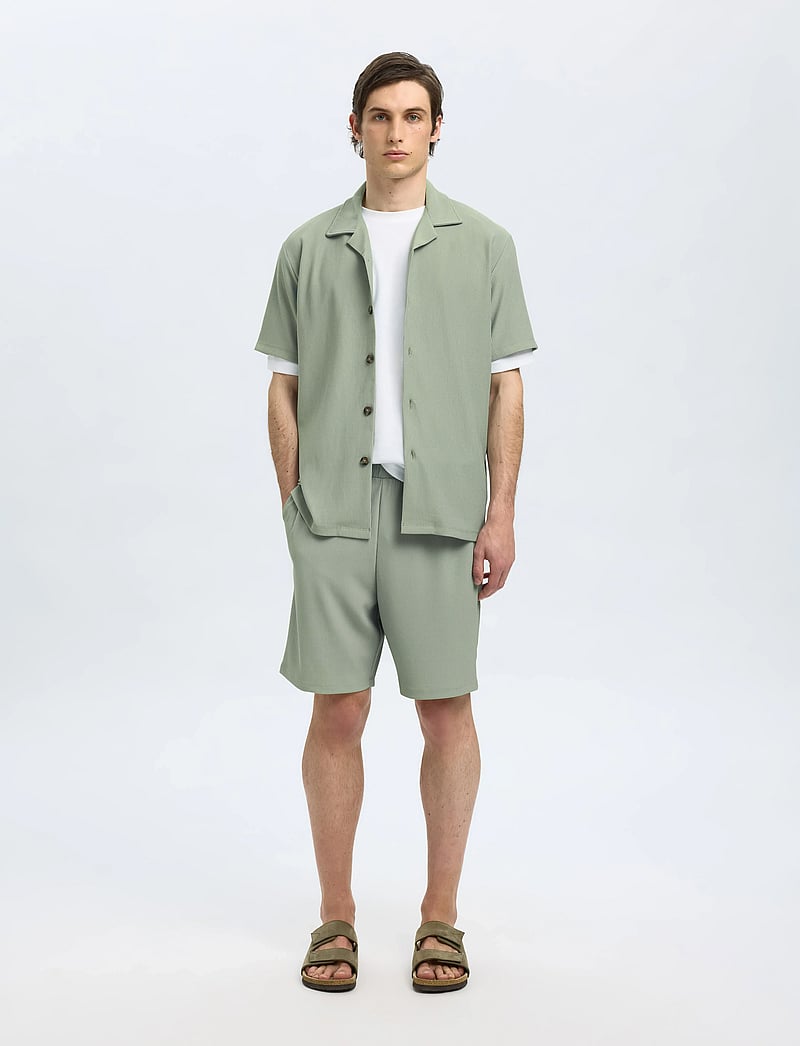 Selected - SLHLOOSE-PLISSE SHORTS EX - chinos shorts - iceberg green - 5