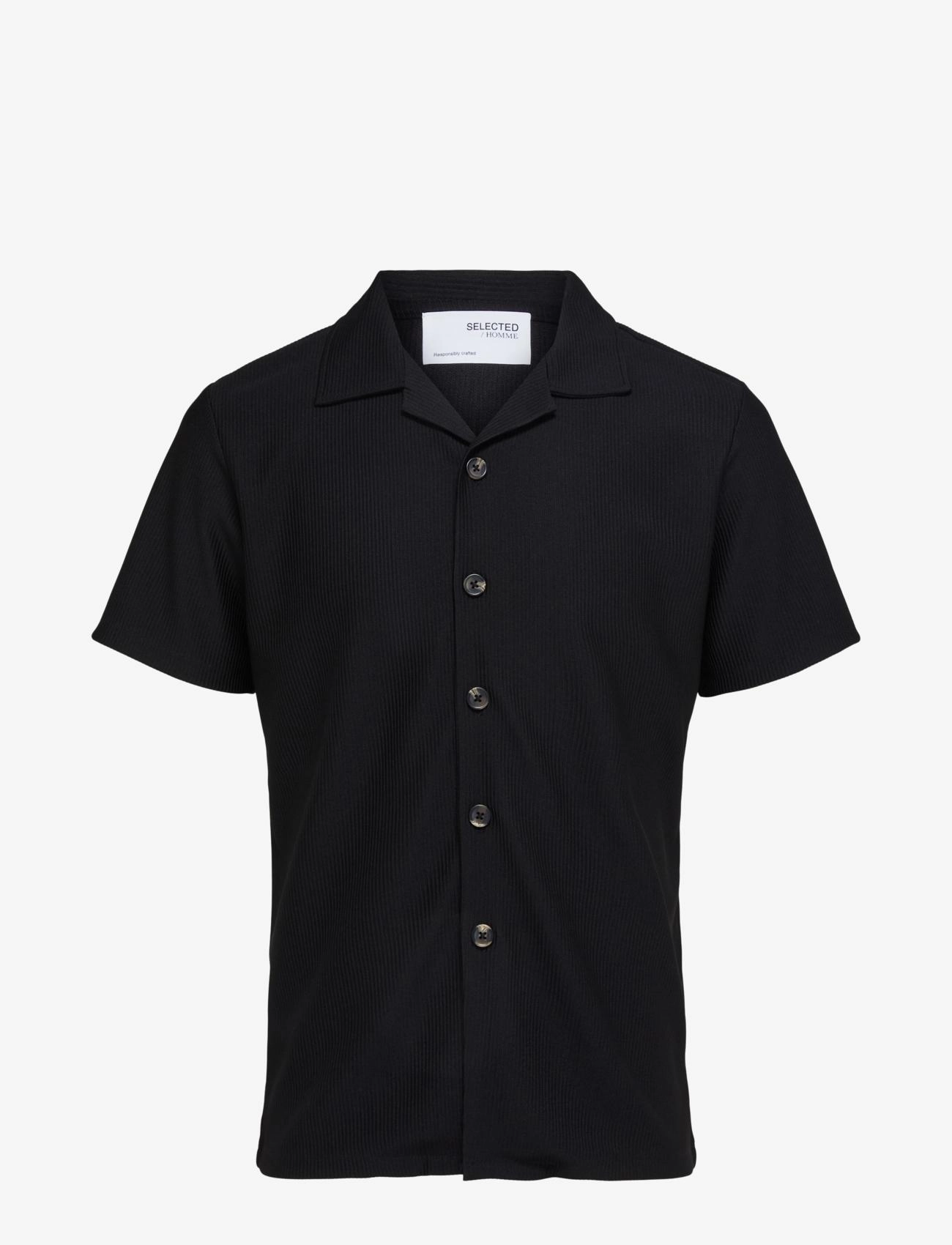 Selected SLHLOOSE-PLISSE RESORT SS SHIRT EX - Basic skjorter - BLACK / black