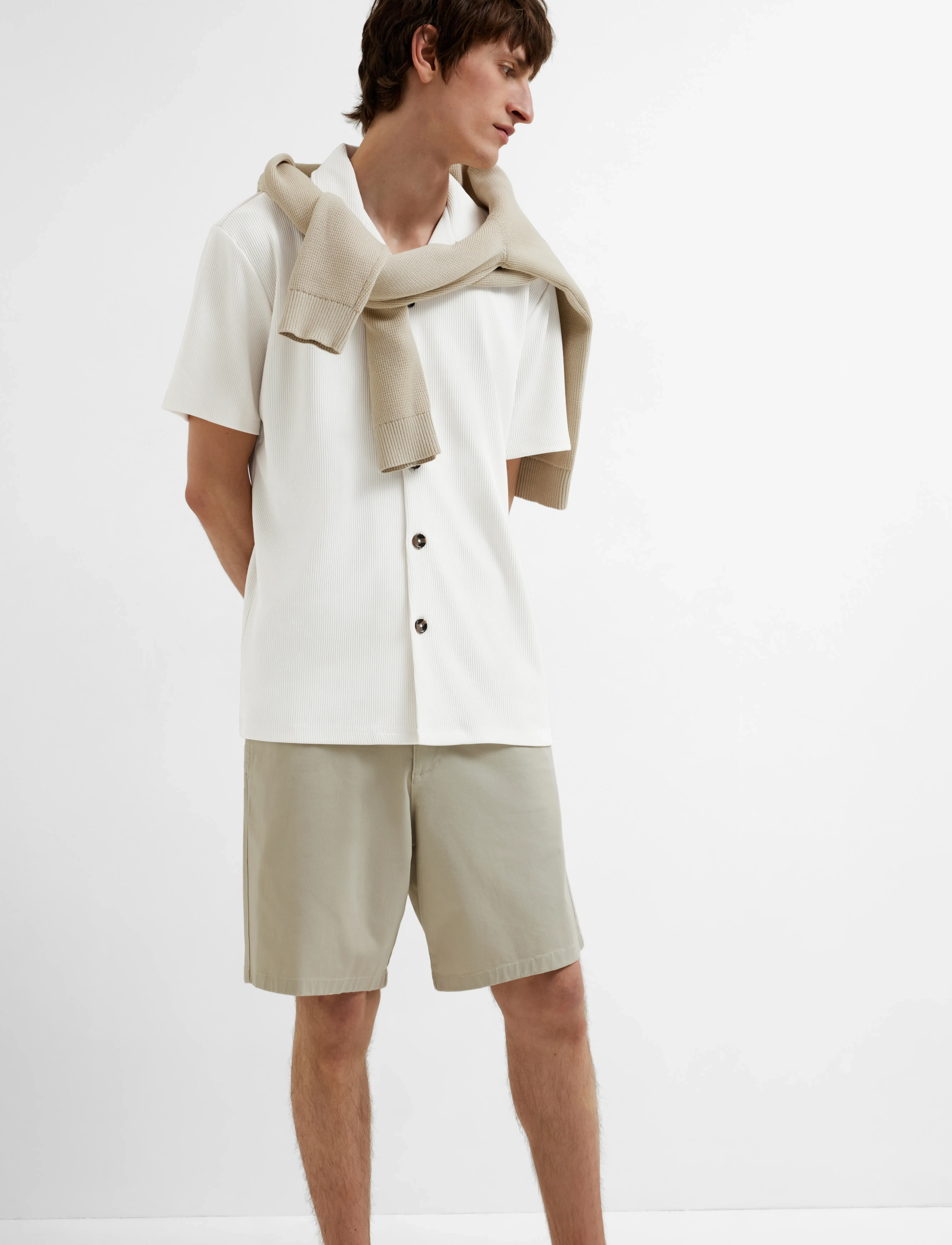 Selected - SLHLOOSE-PLISSE RESORT SS SHIRT EX - chemises à manches courtes - egret - 4