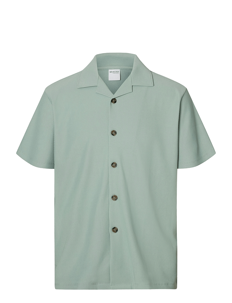 Selected - SLHLOOSE-PLISSE RESORT SS SHIRT EX - kortærmede skjorter - iceberg green - 1