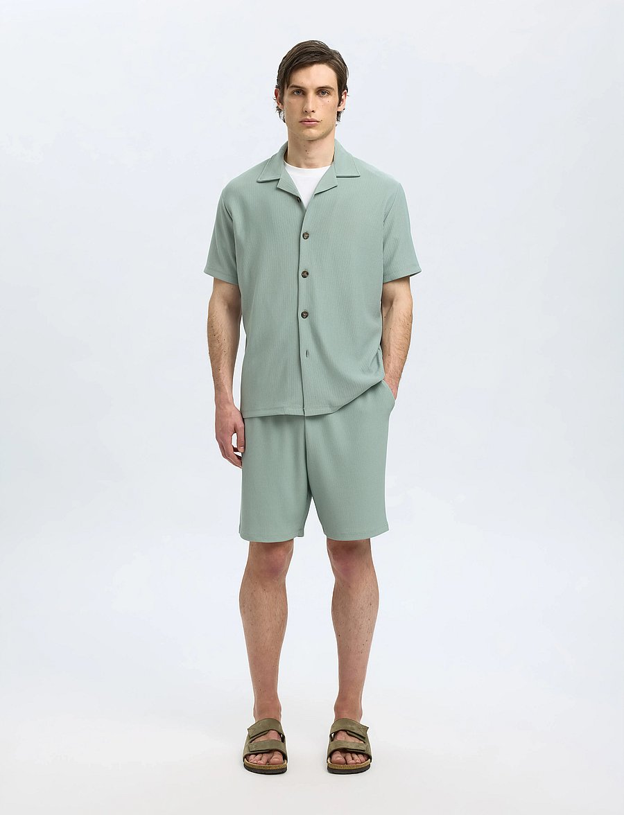 Selected - SLHLOOSE-PLISSE RESORT SS SHIRT EX - kortærmede skjorter - iceberg green - 3