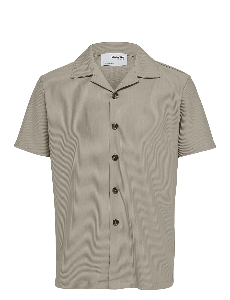 Selected - SLHLOOSE-PLISSE RESORT SS SHIRT EX - kortærmede skjorter - pure cashmere - 1