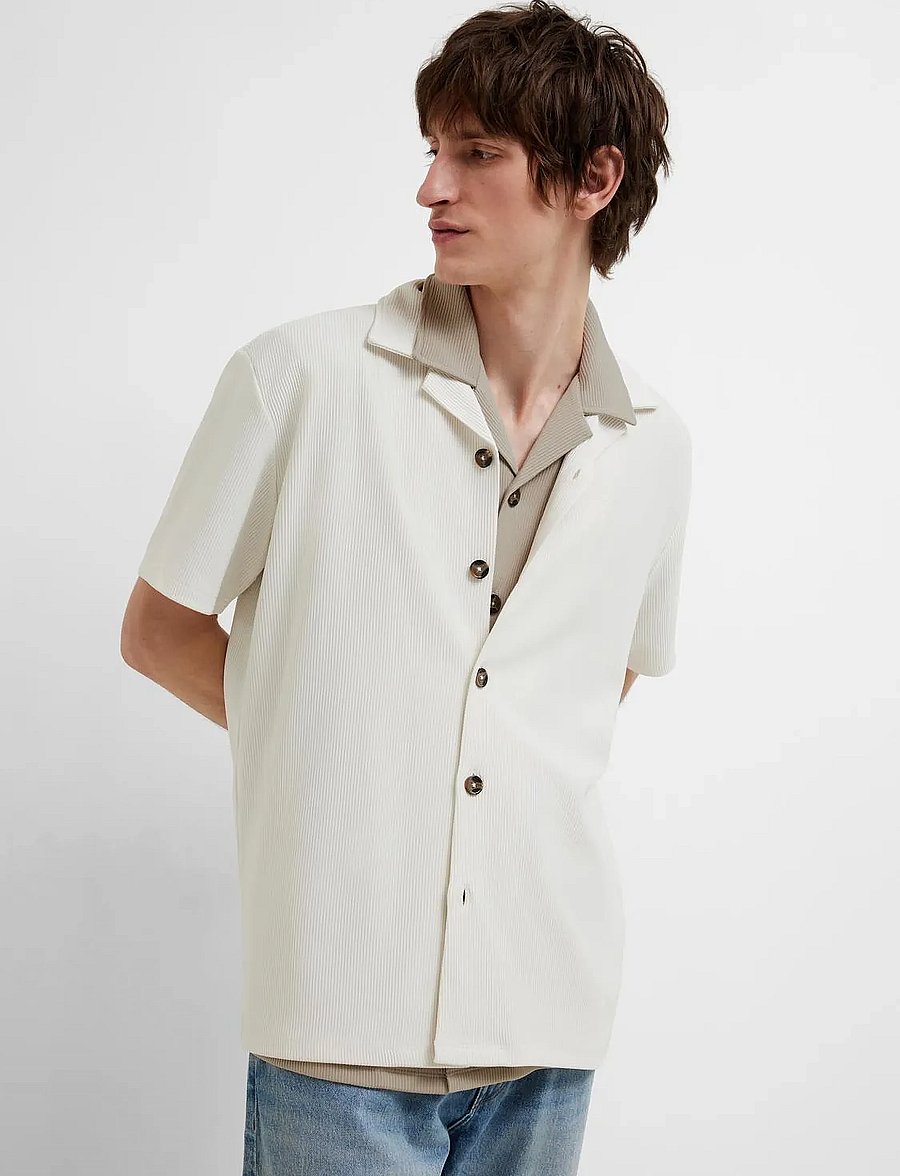 Selected - SLHLOOSE-PLISSE RESORT SS SHIRT EX - kortærmede skjorter - pure cashmere - 4