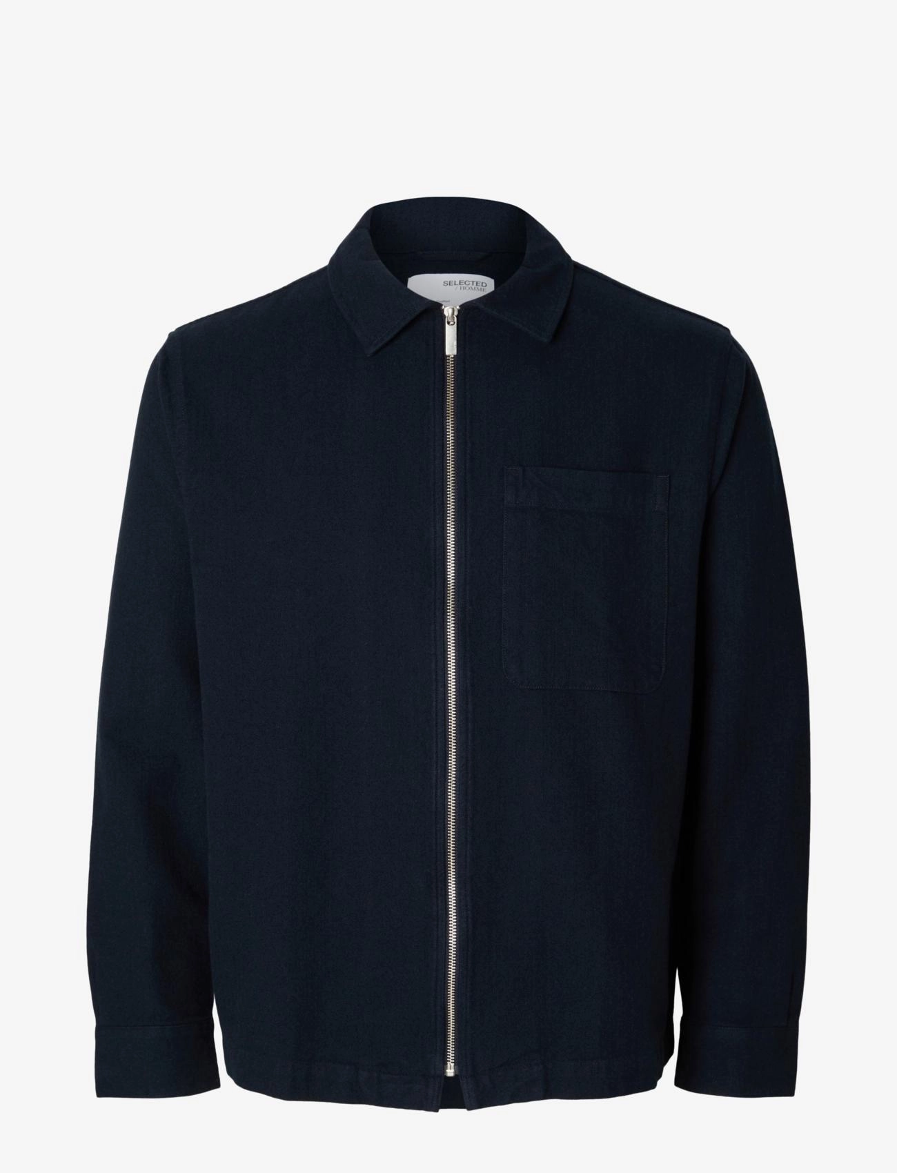 Selected Homme - SLHLOOSEJAKE-ZIP OVERSHIRT LS W - sky captain - 0