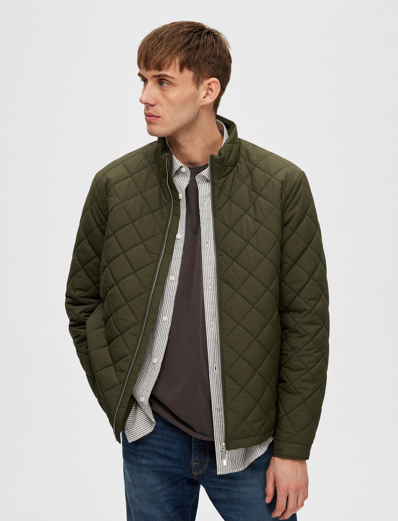Selected Homme - SLHJOHN NEW QUILTED JACKET EX - frühlingsjacken - forest night - 1