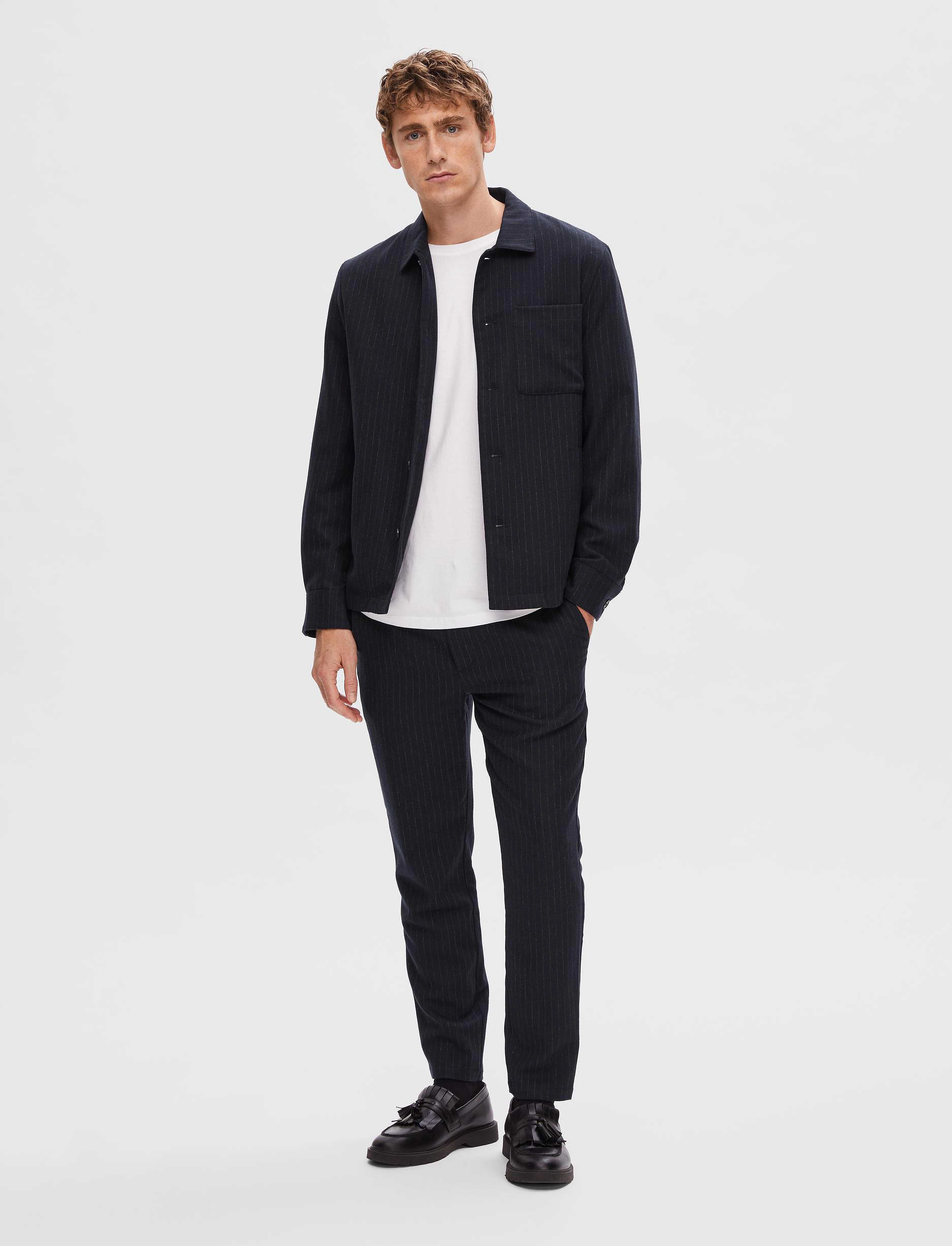 Selected Homme - SLHREG-AYR PINSTRIPED HYBRID BLZ B - navy blazer - 5