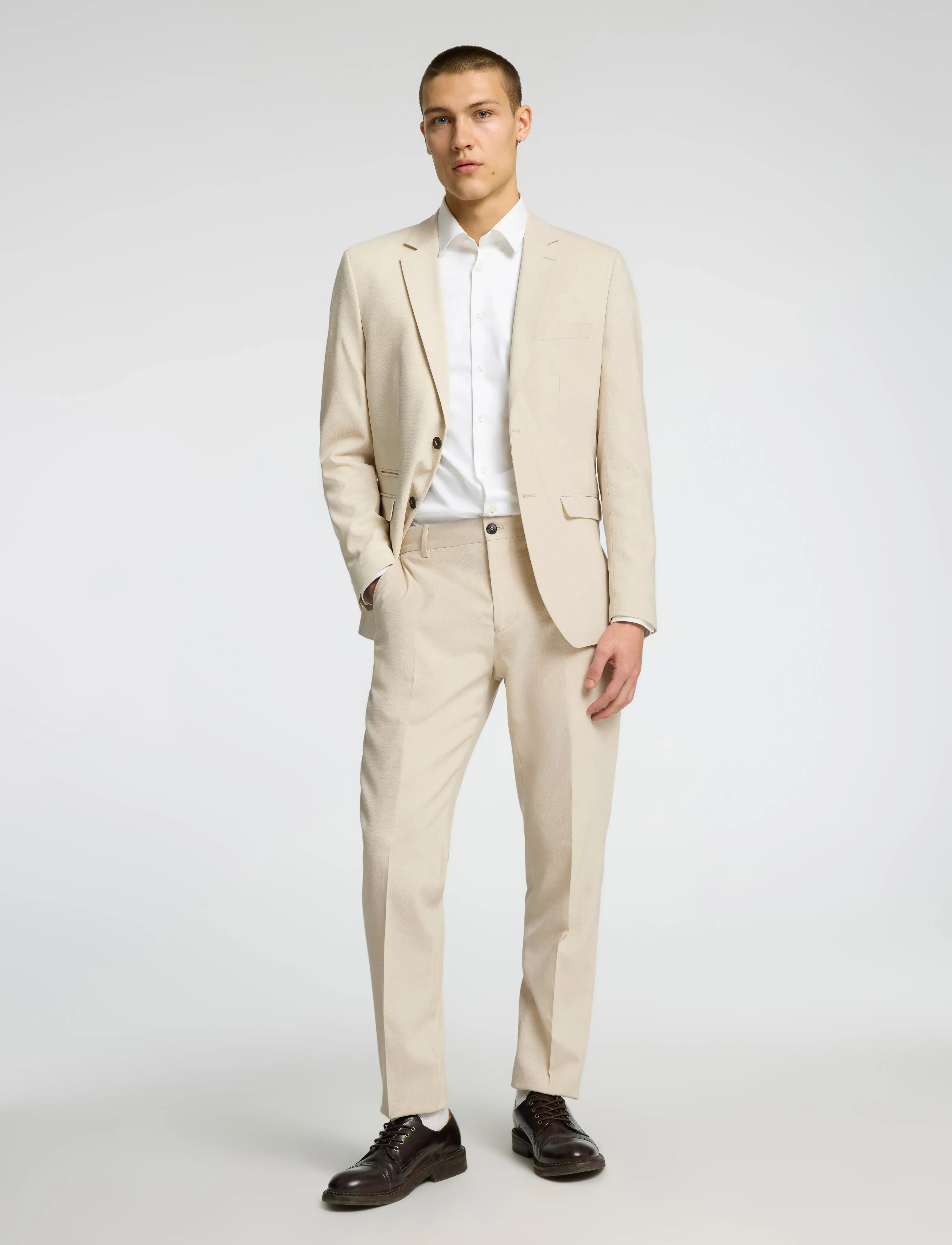 Selected - SLHSLIM-NEIL BLZ B - blazers met enkele rij knopen - egret - 3