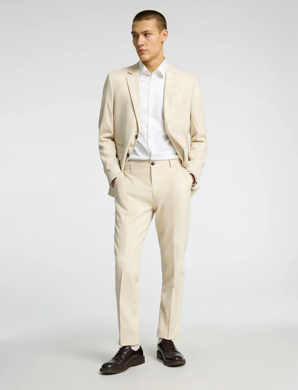 Selected - SLHSLIM-NEIL TRS B - habitbukser - egret - 5