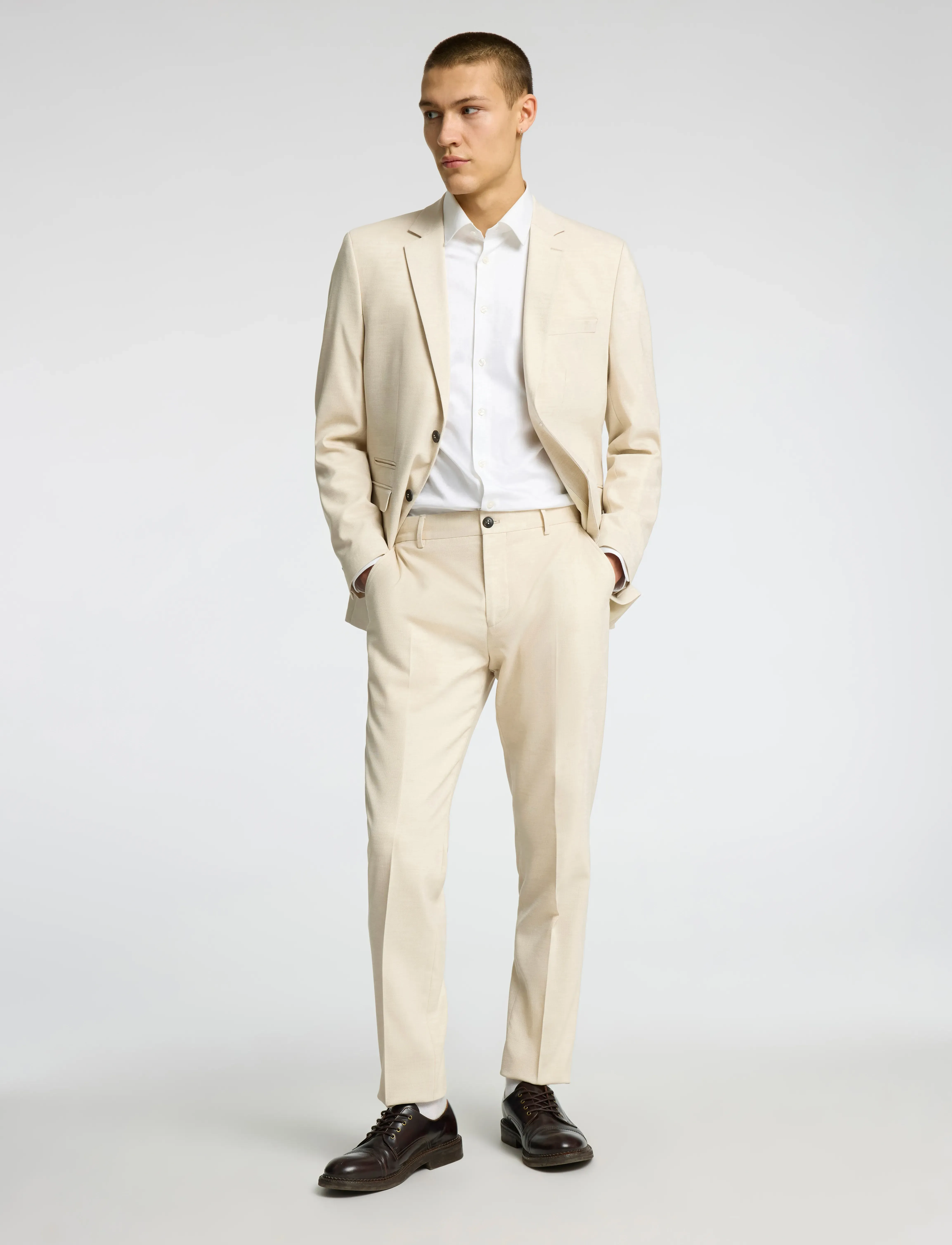 Selected - SLHSLIM-NEIL TRS B - egret - 5