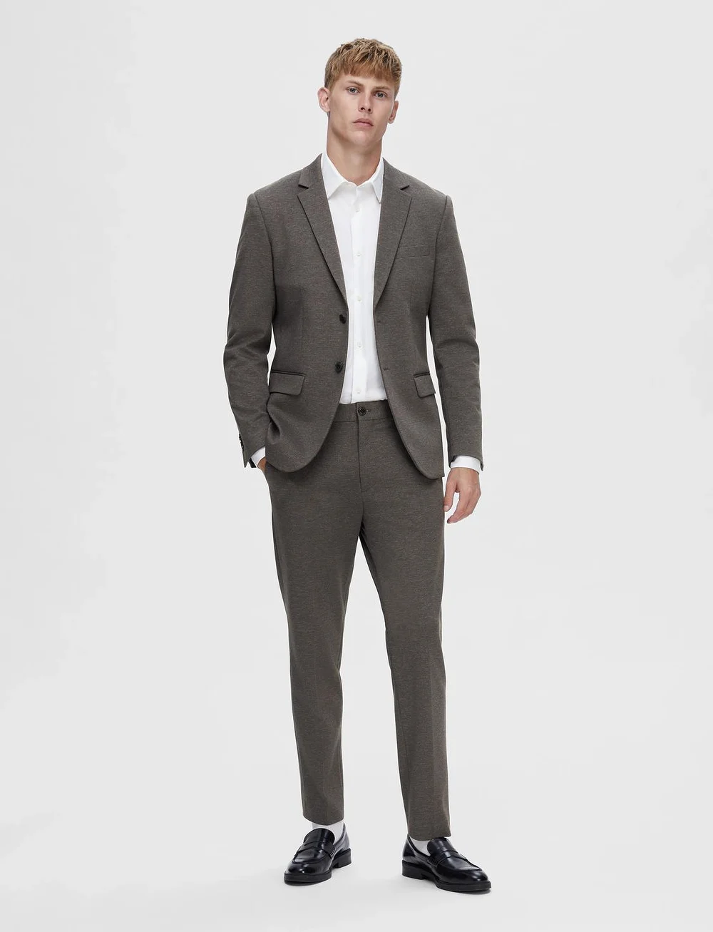 Selected - SLHSLIM-AITOR JERSEY TRS FLEX NOOS - Ülikonnapüksid - chocolate torte - 3