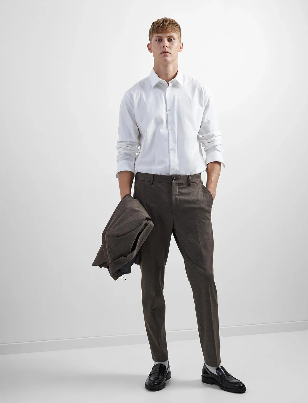 Selected - SLHSLIM-AITOR JERSEY TRS FLEX NOOS - Ülikonnapüksid - chocolate torte - 4