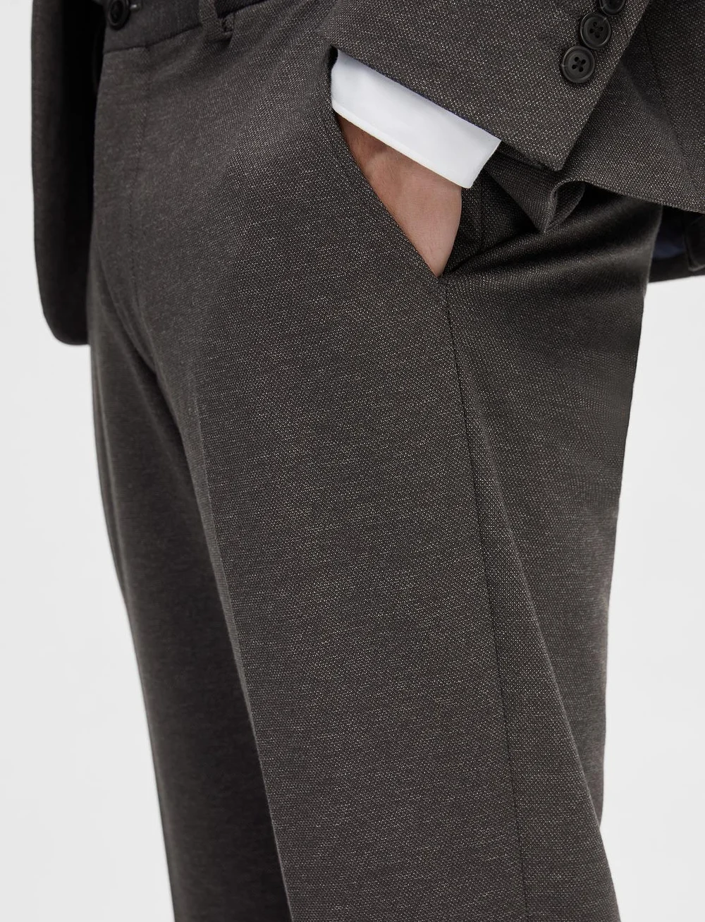 Selected - SLHSLIM-AITOR JERSEY TRS FLEX NOOS - Ülikonnapüksid - chocolate torte - 5