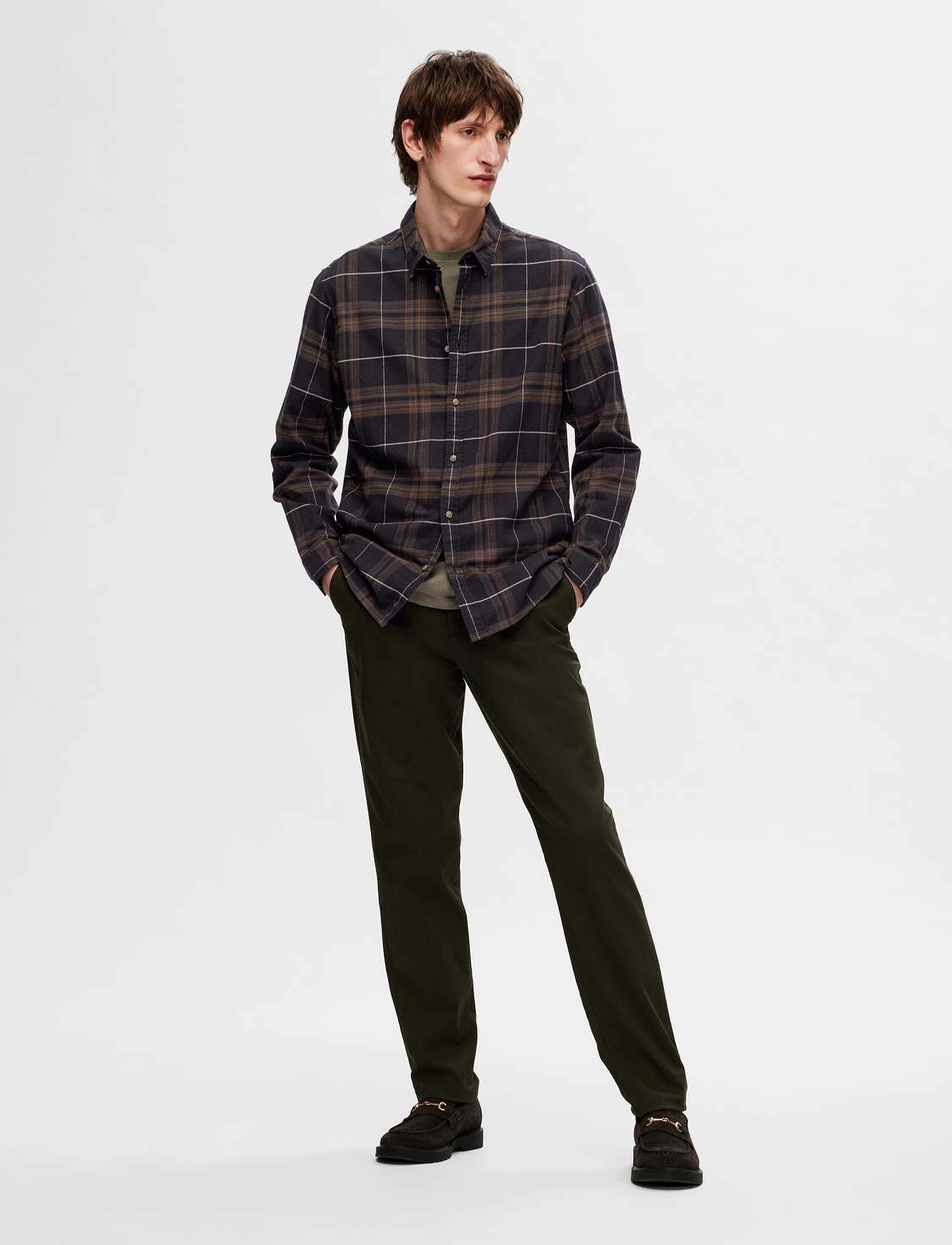 Selected - SLHSLIMOWEN-BRUSHED SHIRT LS NOOS - laveste priser - black - 3