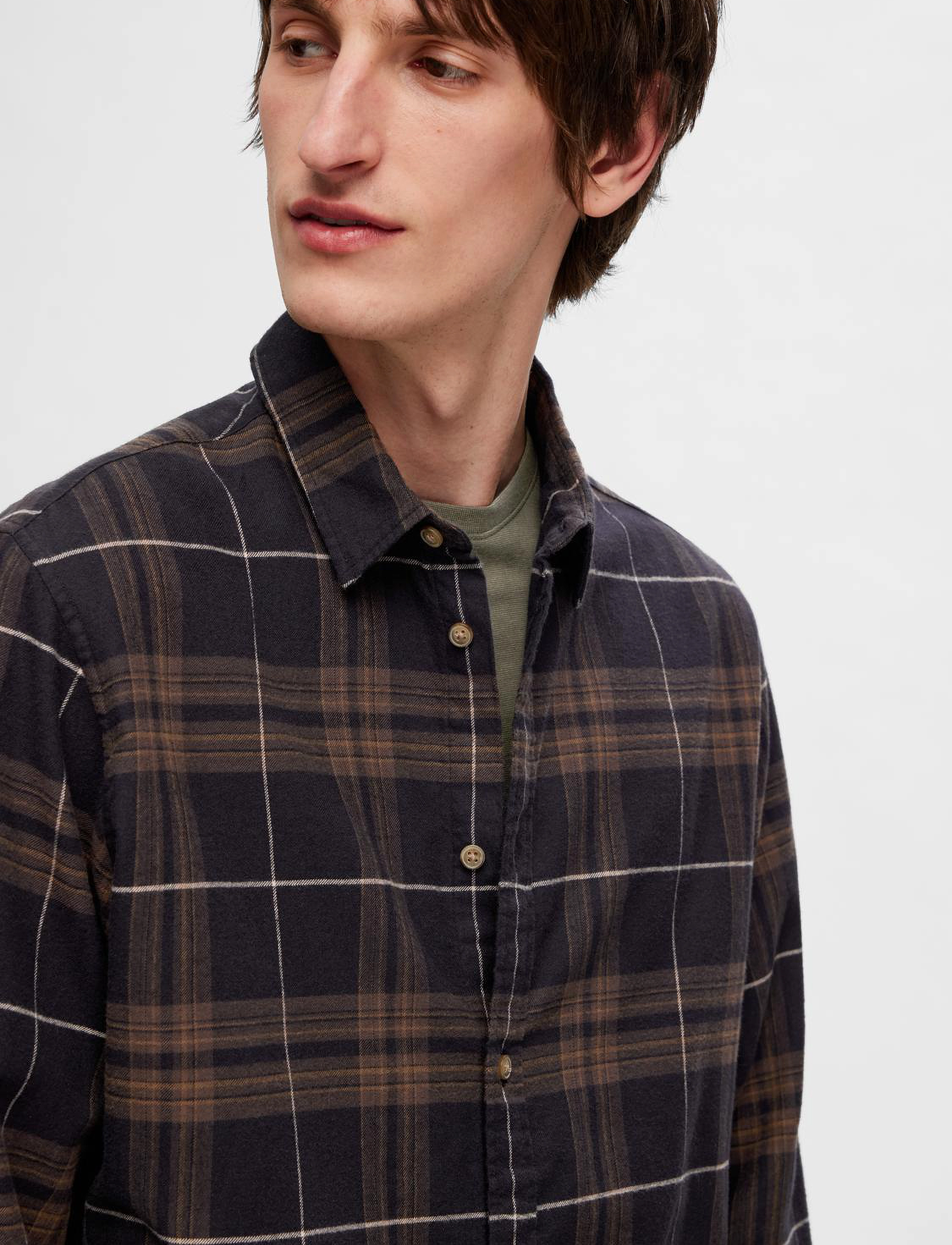 Selected - SLHSLIMOWEN-BRUSHED SHIRT LS NOOS - laveste priser - black - 4