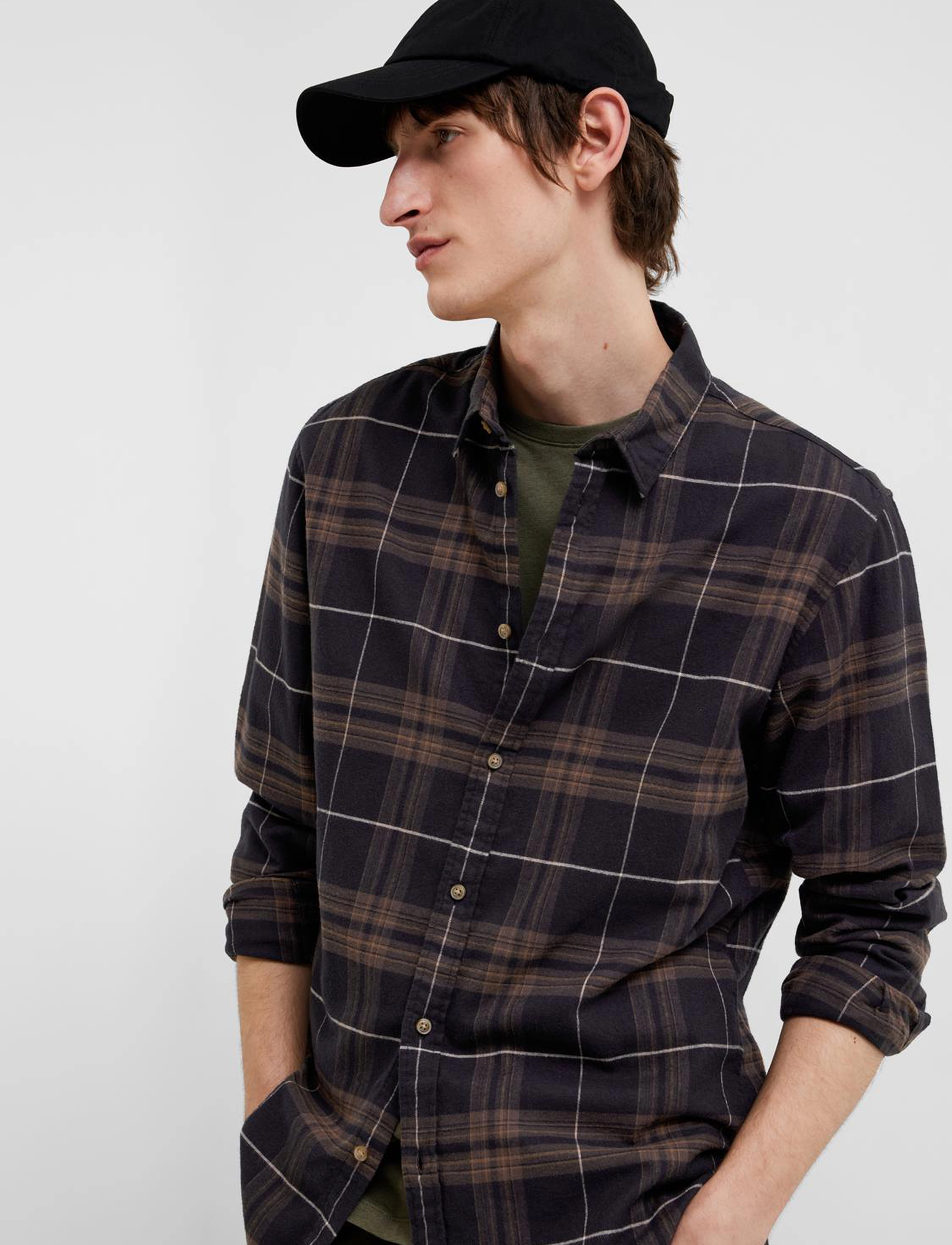 Selected - SLHSLIMOWEN-BRUSHED SHIRT LS NOOS - laveste priser - black - 5